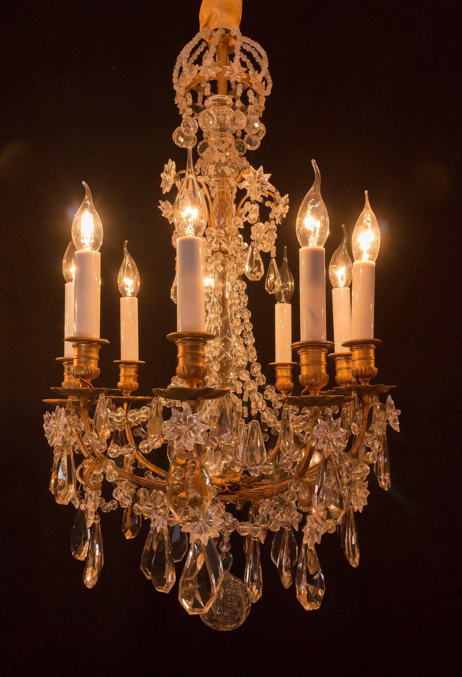 French Small Louis XIV Style Gilt Bronze and Crystal Chandelier, circa 1850 1
