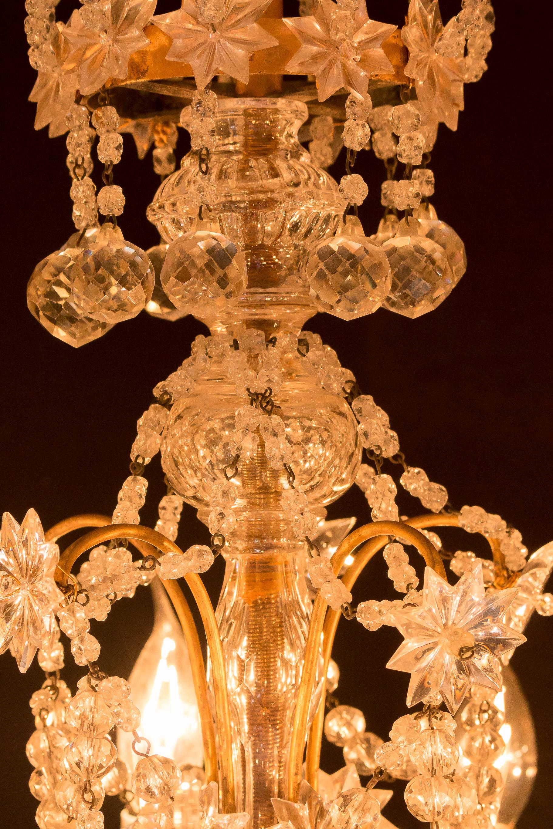 French Small Louis XIV Style Gilt Bronze and Crystal Chandelier, circa 1850 3