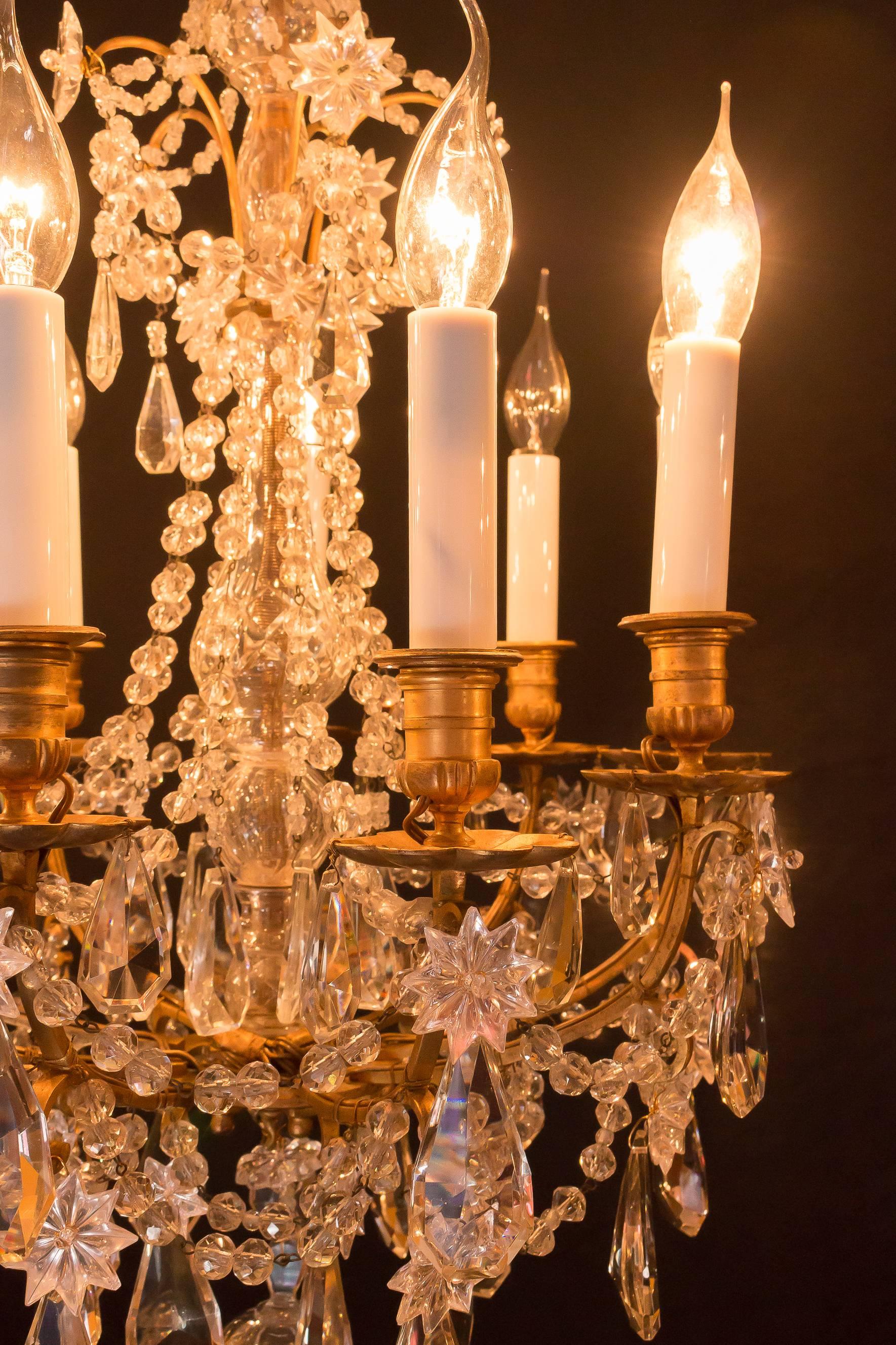 French Small Louis XIV Style Gilt Bronze and Crystal Chandelier, circa 1850 5