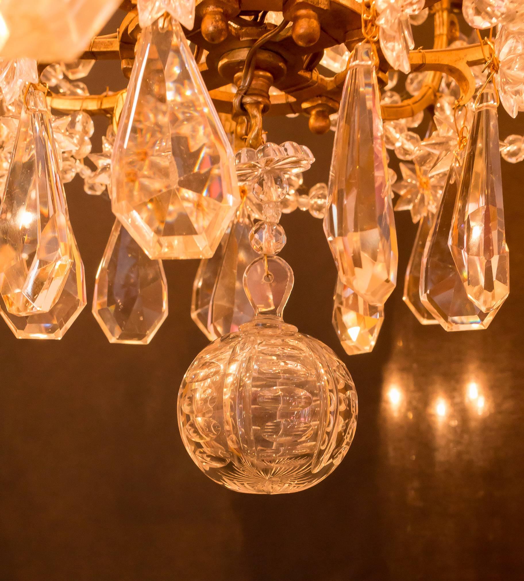 French Small Louis XIV Style Gilt Bronze and Crystal Chandelier, circa 1850 6