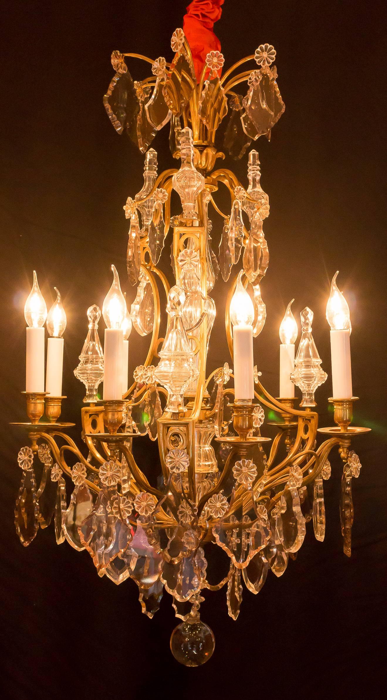 Louis XV Late 19th Century Ormolu and Crystal Chandelier Attributed to Baccarat For Sale
