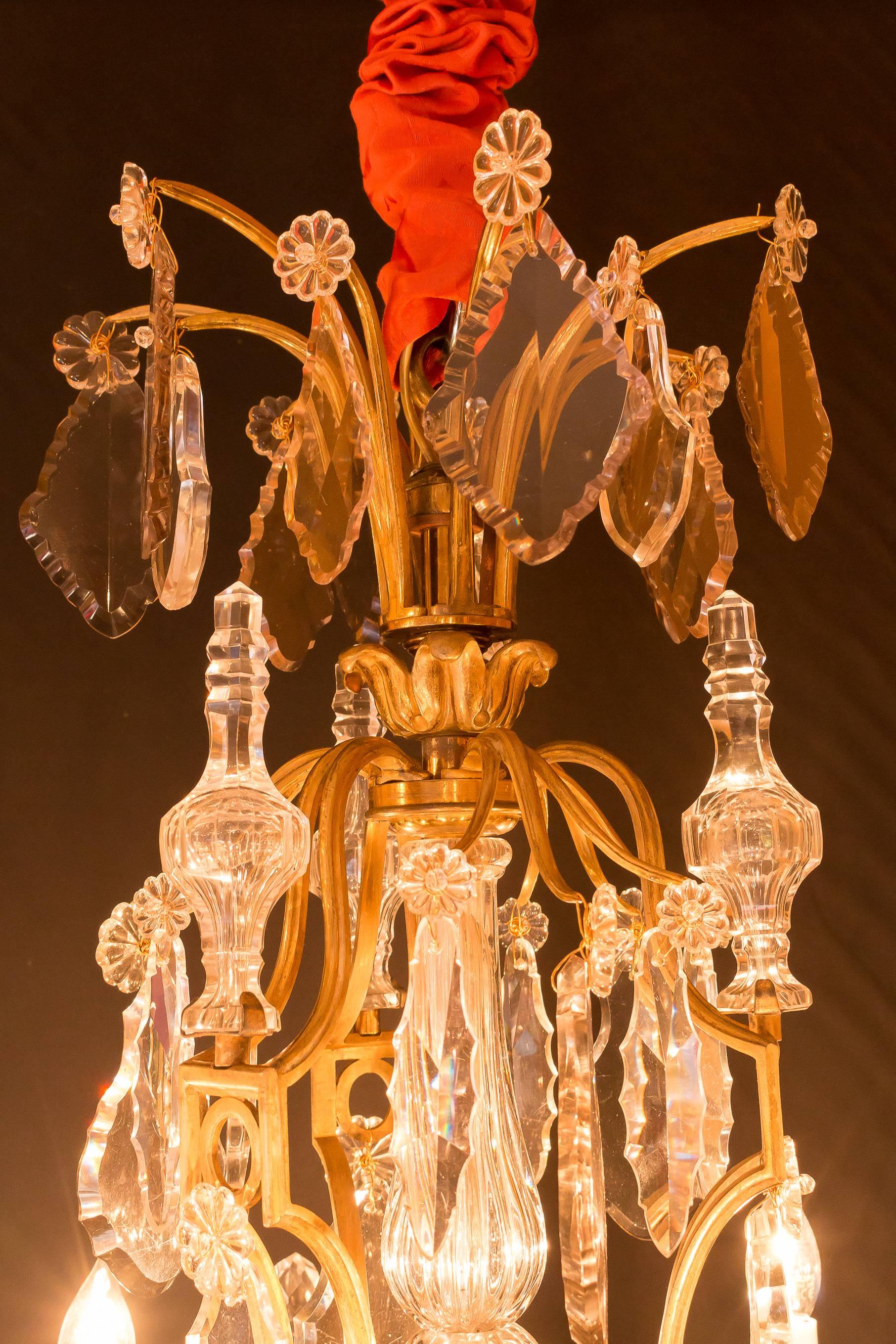 French Late 19th Century Ormolu and Crystal Chandelier Attributed to Baccarat For Sale
