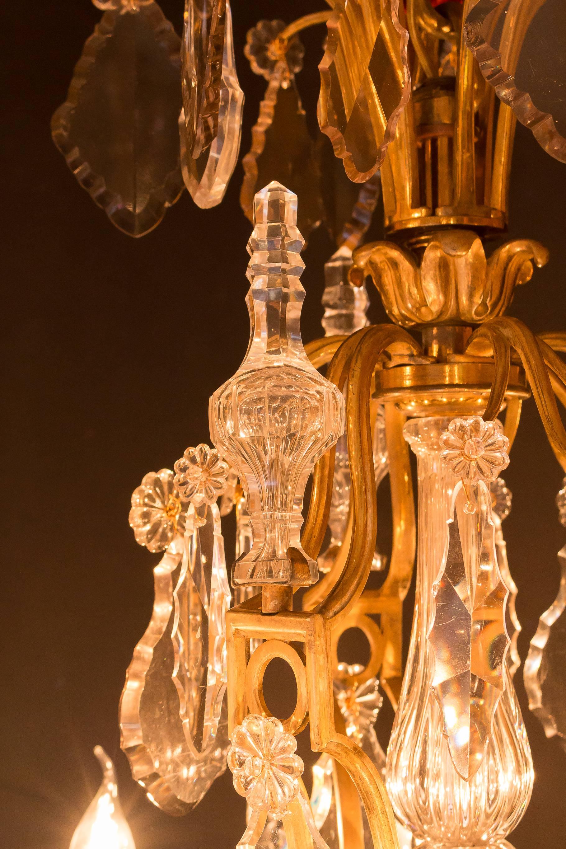 Gilt Late 19th Century Ormolu and Crystal Chandelier Attributed to Baccarat For Sale