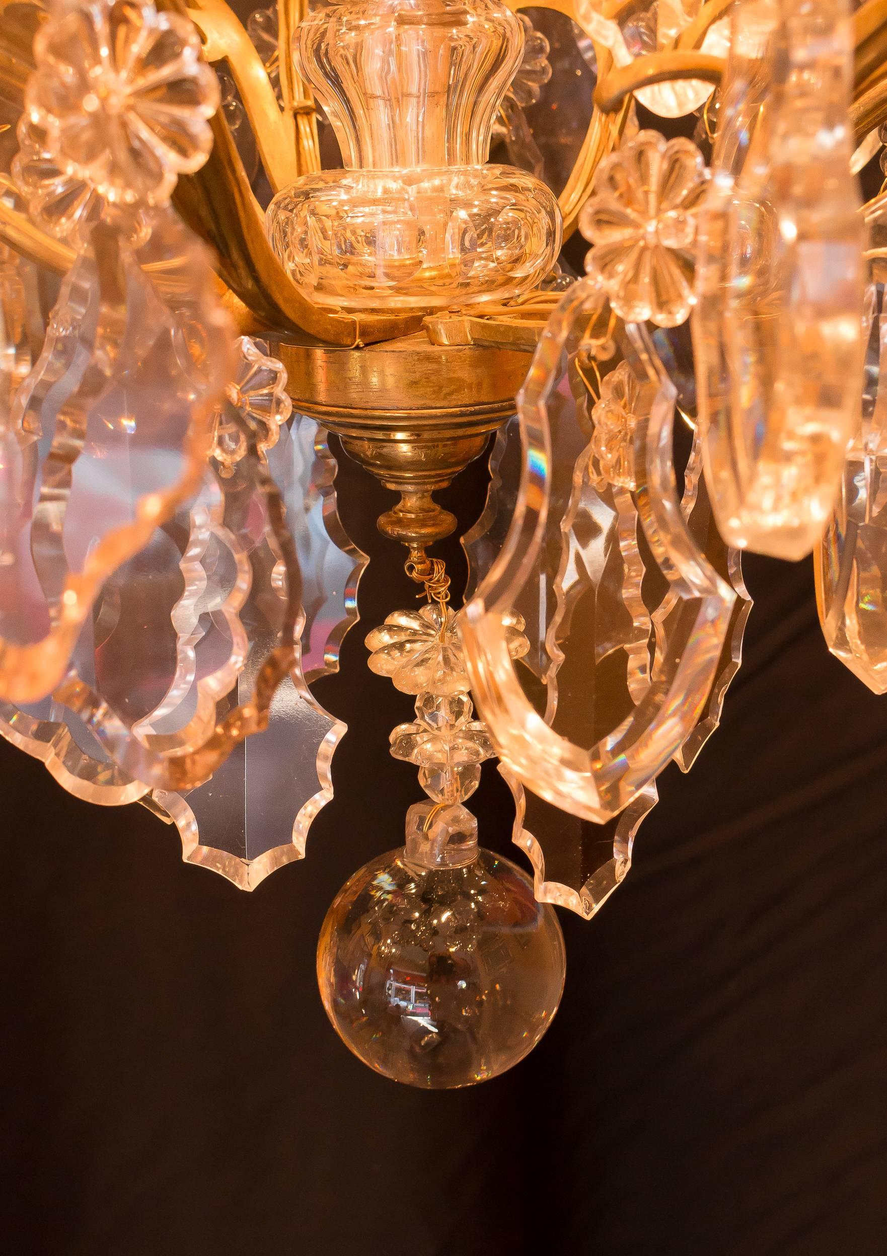 Late 19th Century Ormolu and Crystal Chandelier Attributed to Baccarat For Sale 3