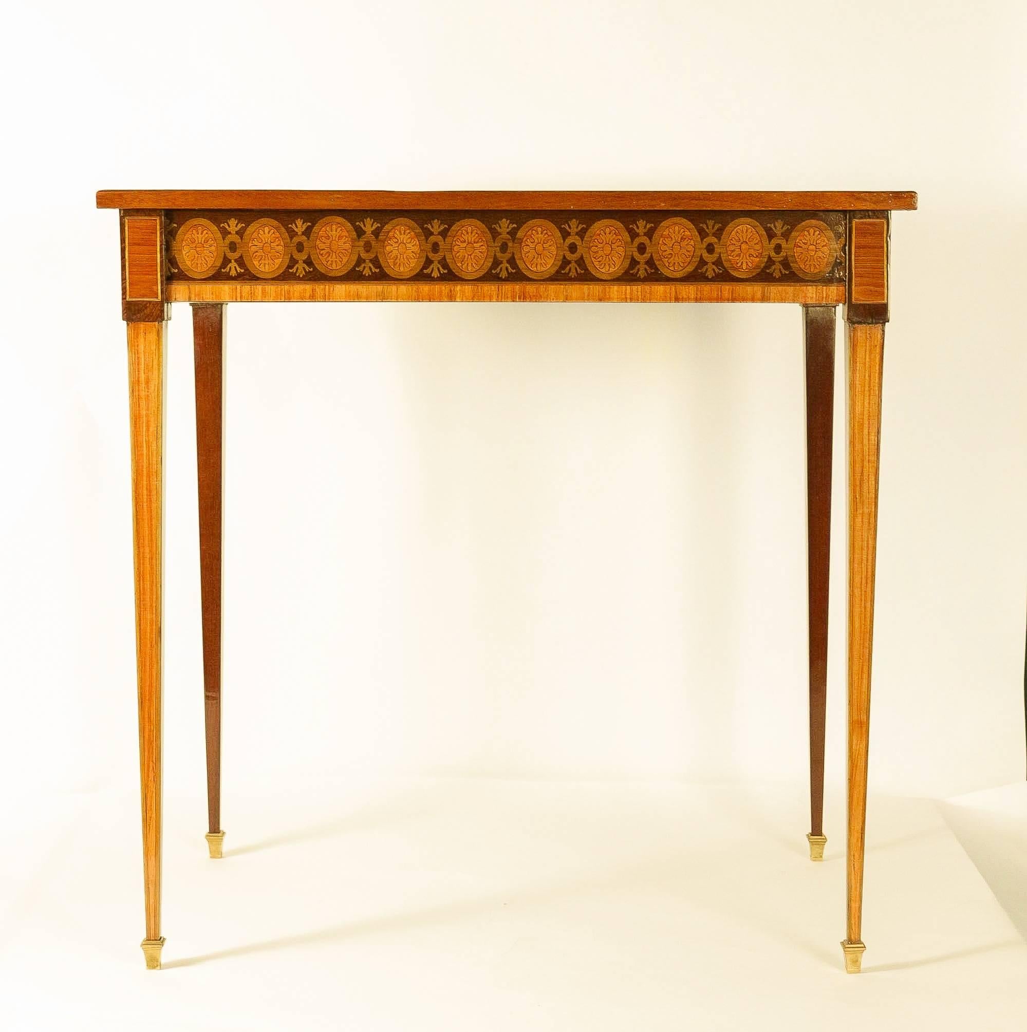 A superb and very unique late 18th century French Directoire period rosewood, kingwood, sycamore, boxwood and walnut 