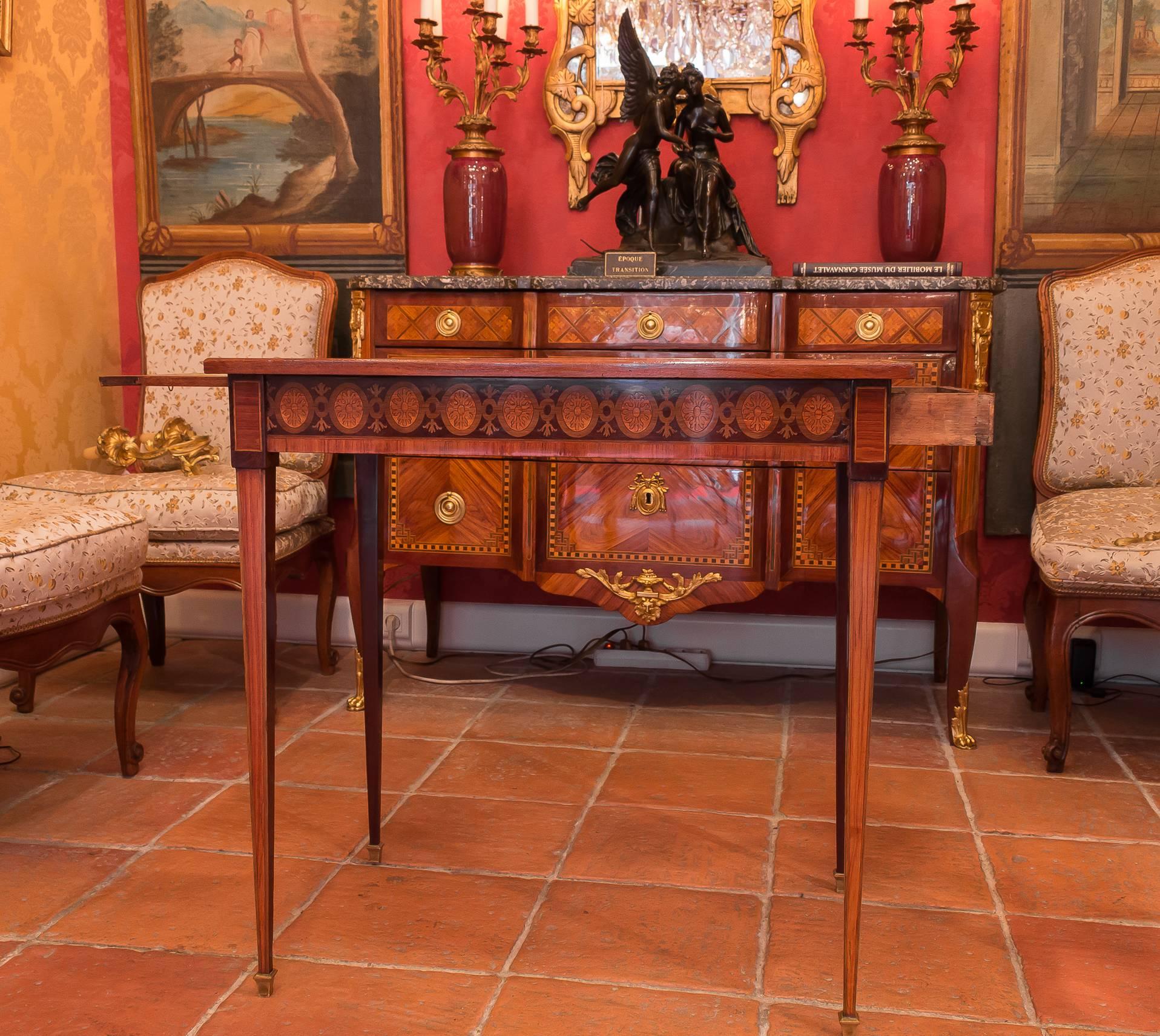 French Directoire Period Inlaid Rosewood and Kingwood Table Ecritoire circa 1795 2