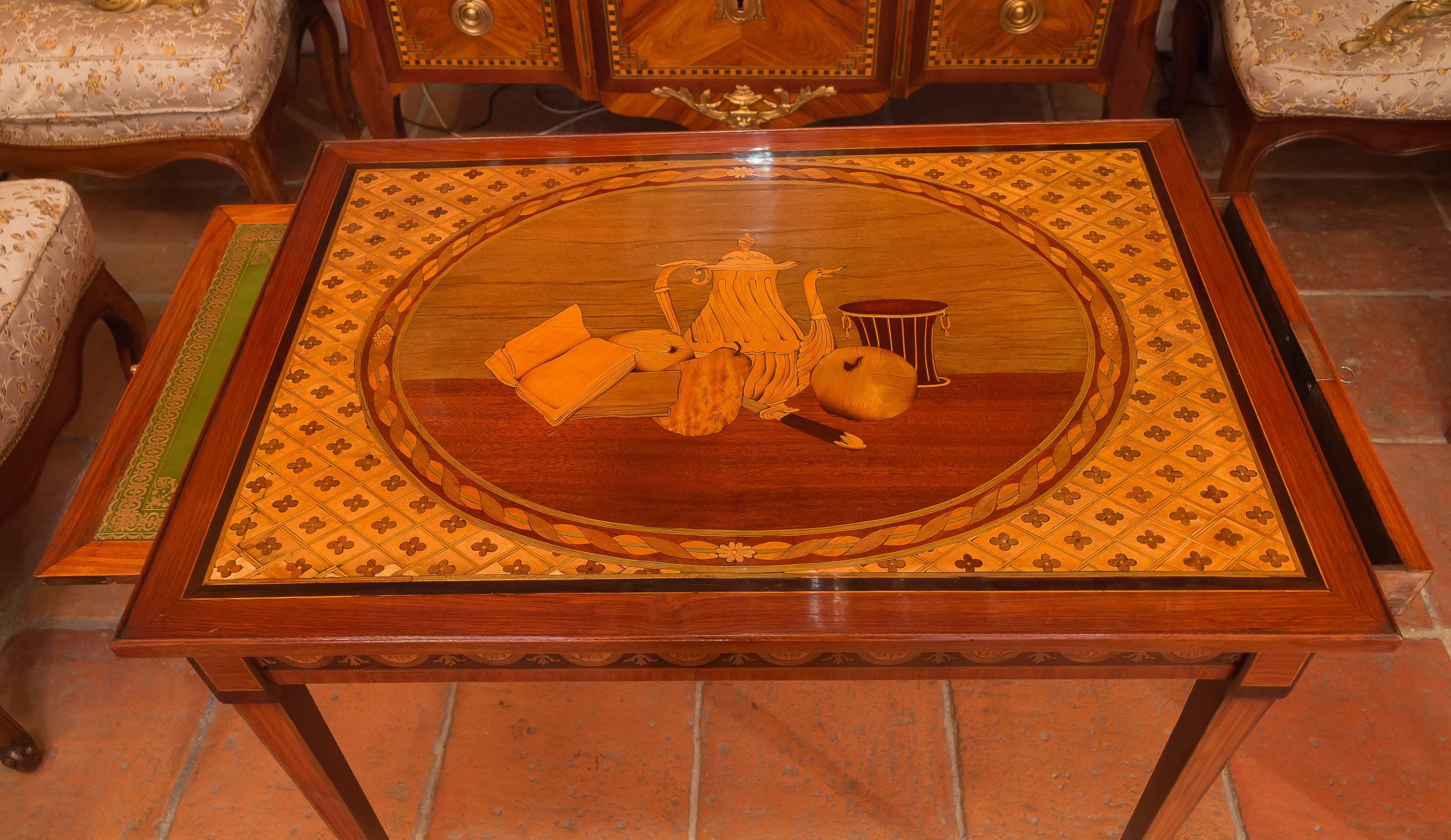 French Directoire Period Inlaid Rosewood and Kingwood Table Ecritoire circa 1795 5