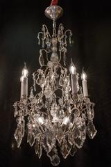 Early 20th Century Louis XV Silver Plate and Crystal Chandelier, circa 1900