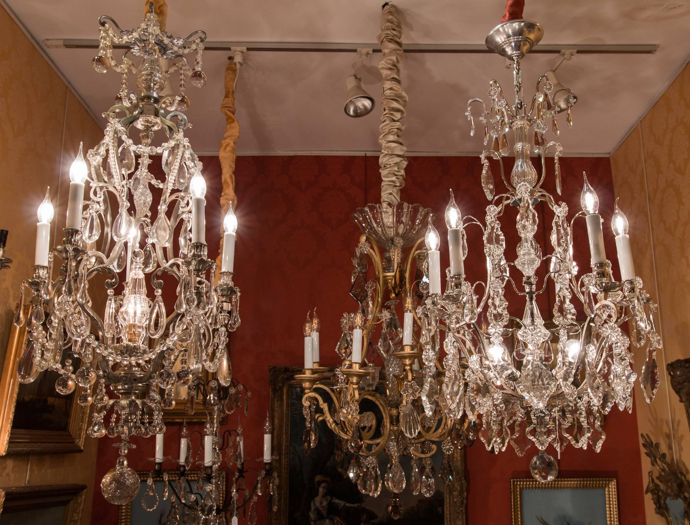 French Louis XV Style Old Silver Plate and Crystal Chandelier by Maison Baguès 6