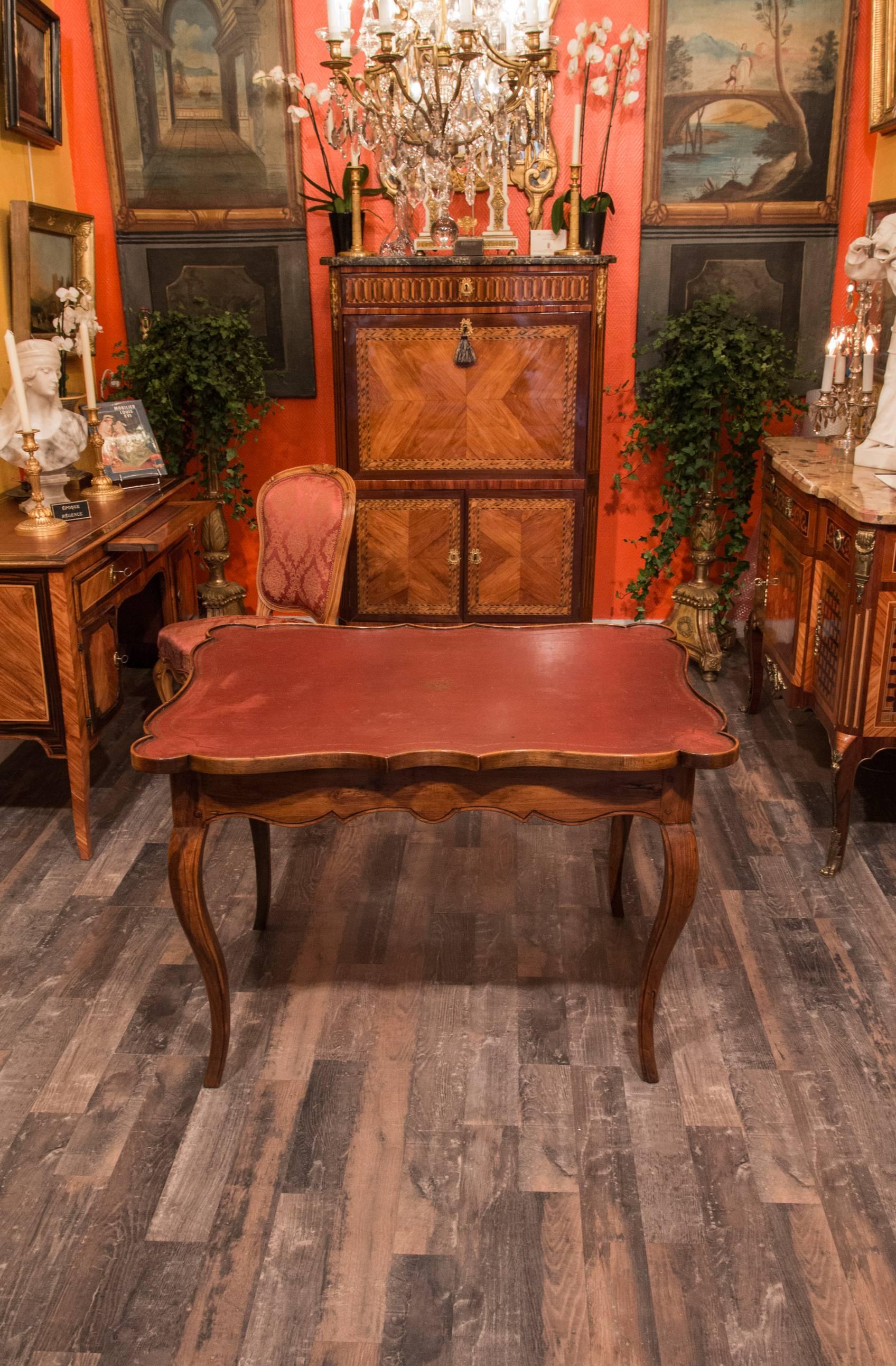 French Louis XV Period, Chesnut Game Table with Leather Top, circa 1740 2