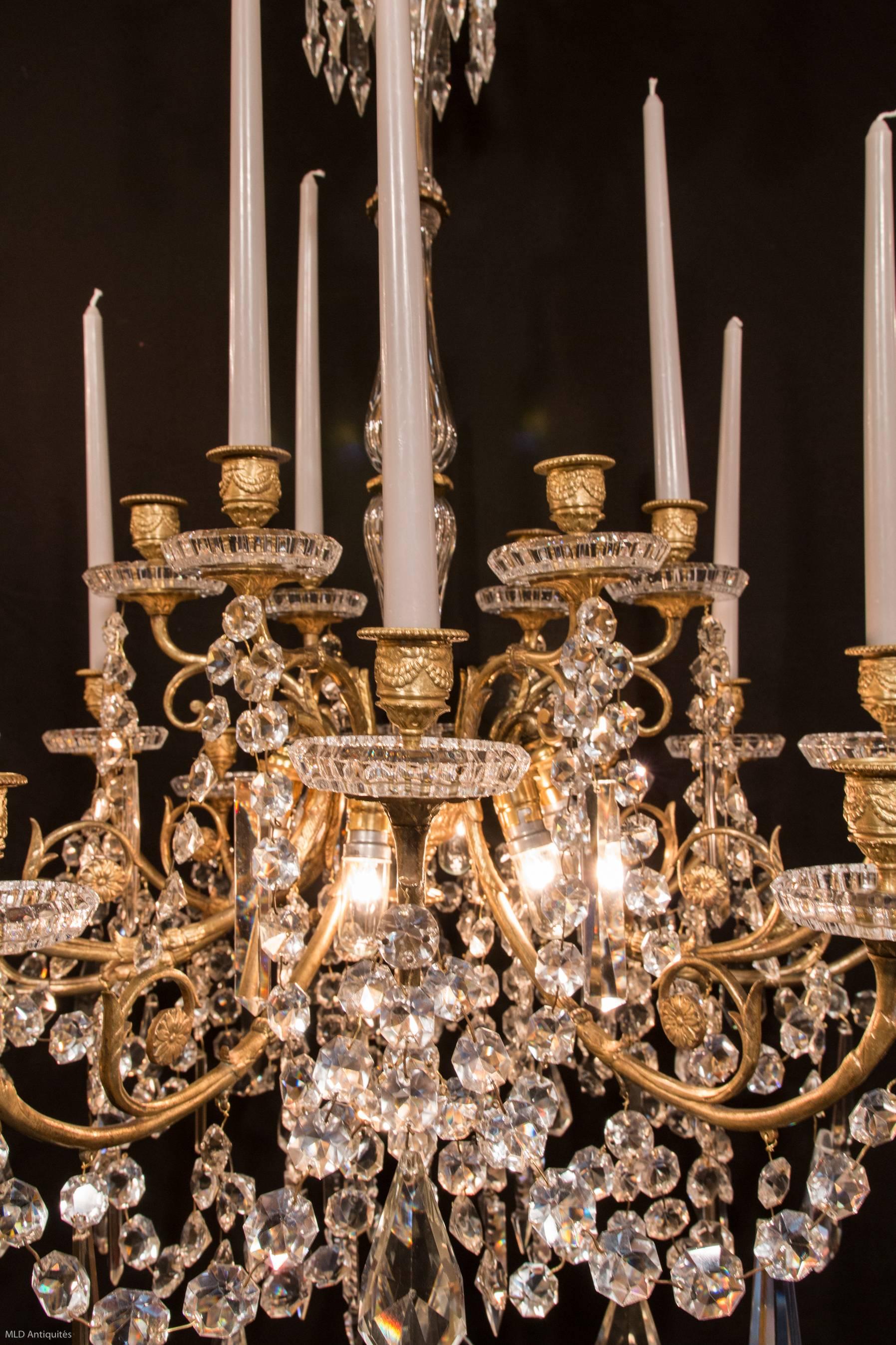 Louis XVI Late 19th Century Ormolu and Crystal Chandelier Sign by Cristalleries Baccarat
