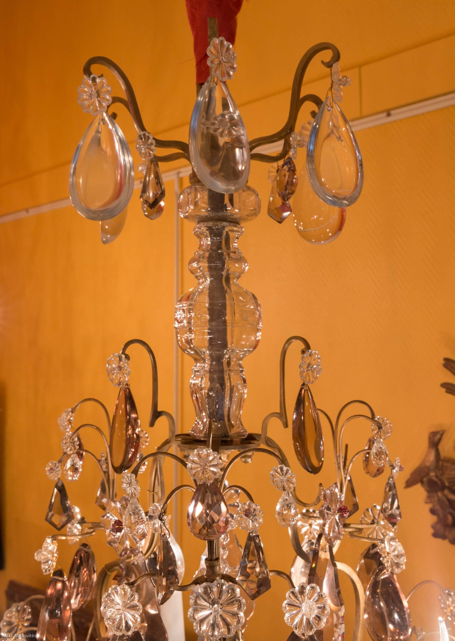19th Century French Louis XV Style, Gilt Bronze and Crystal Chandelier Attributed to Baccarat For Sale