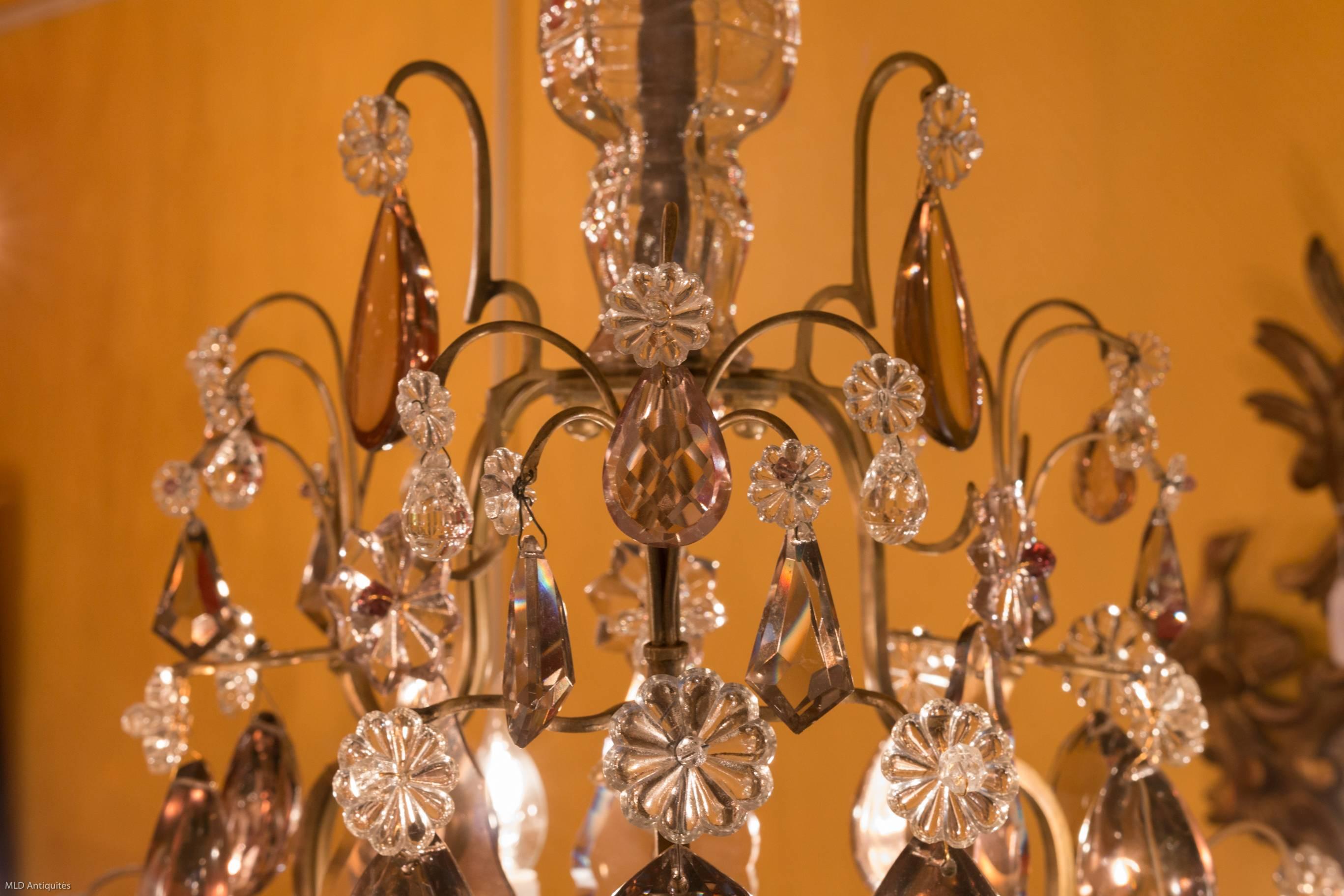 French Louis XV Style, Gilt Bronze and Crystal Chandelier Attributed to Baccarat For Sale 1