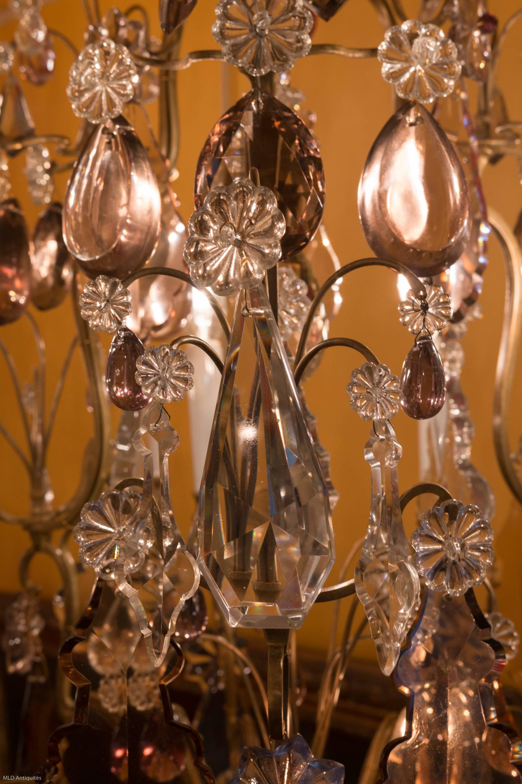 French Louis XV Style, Gilt Bronze and Crystal Chandelier Attributed to Baccarat For Sale 3