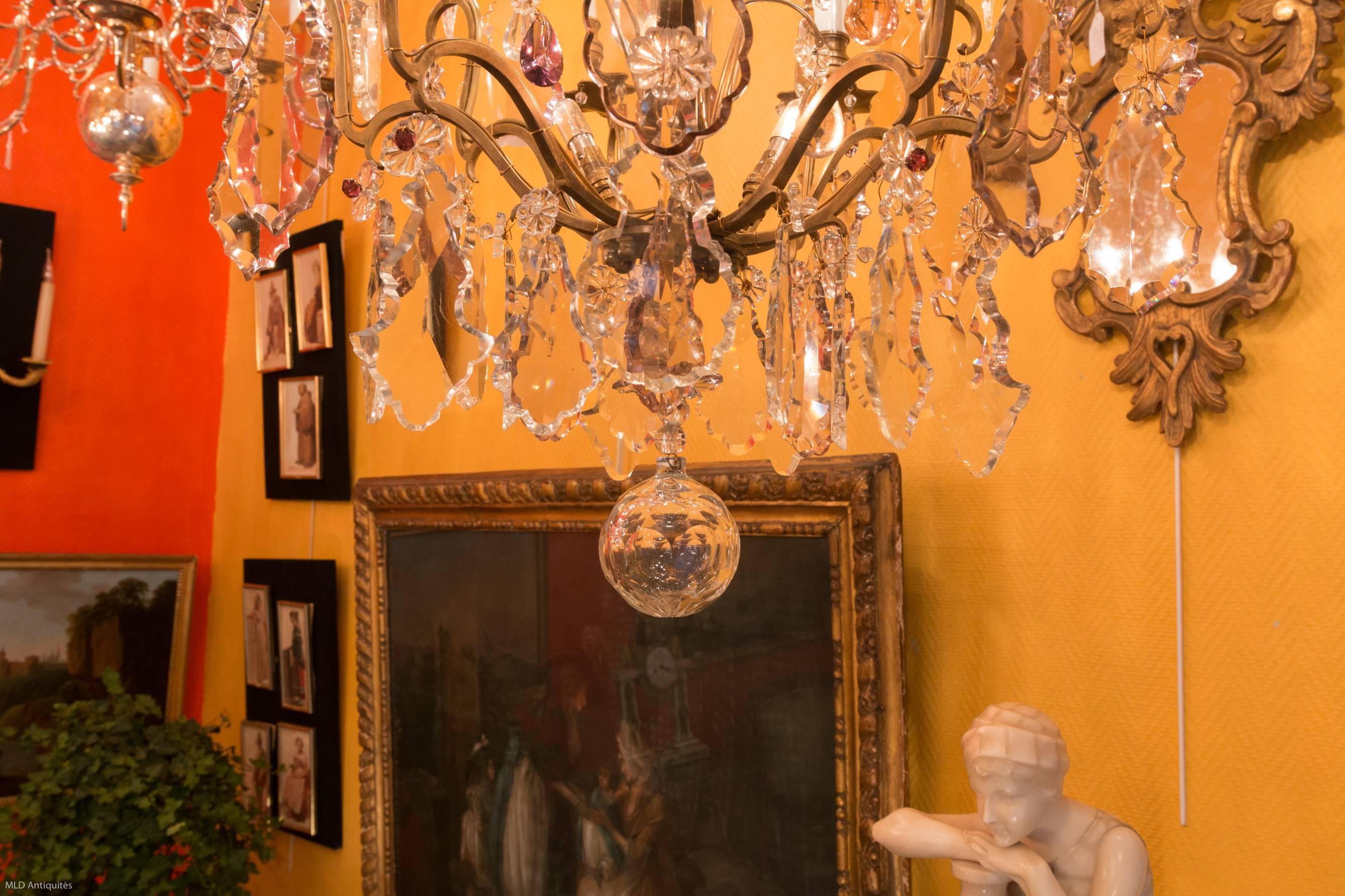 French Louis XV Style, Gilt Bronze and Crystal Chandelier Attributed to Baccarat For Sale 6