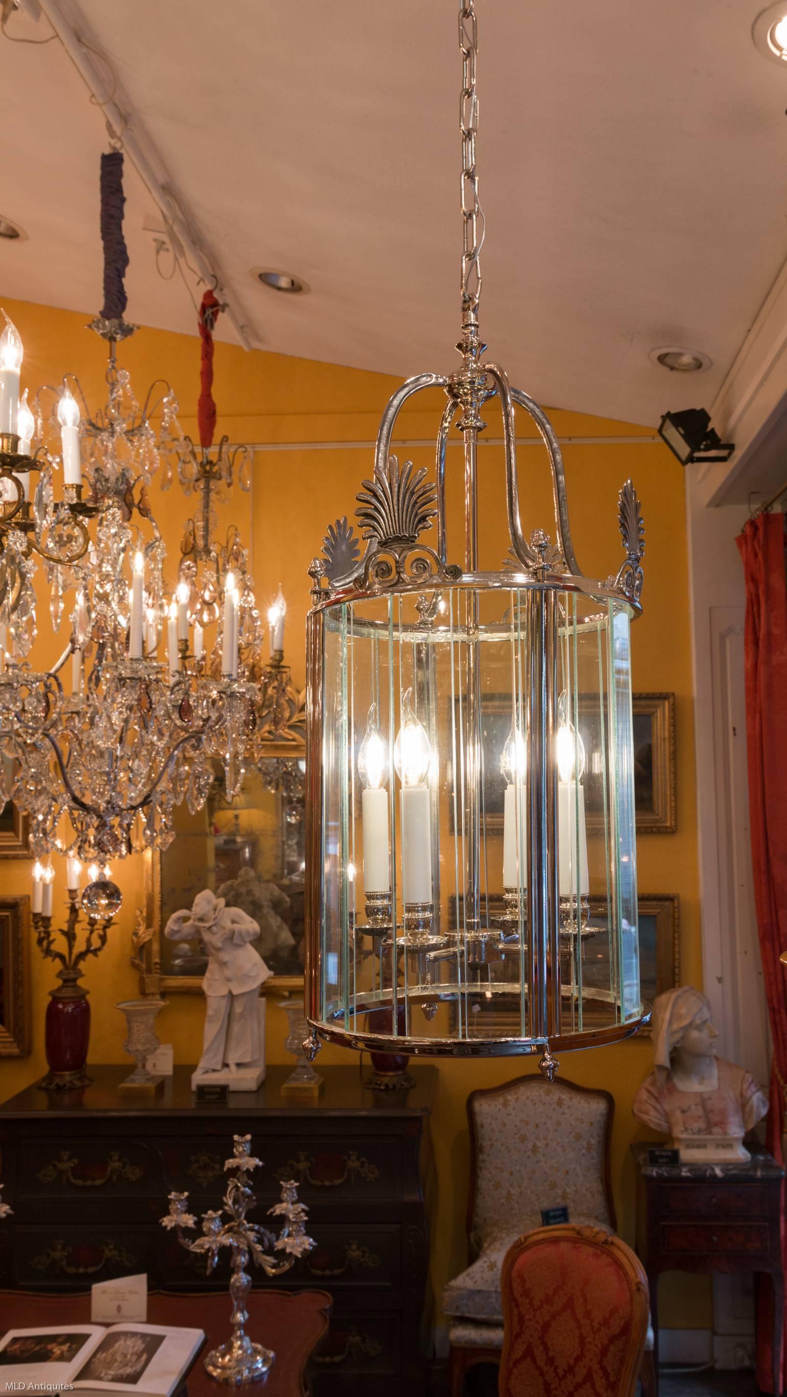 French, Empire Style Silver Plate Lantern, circa 1920 1