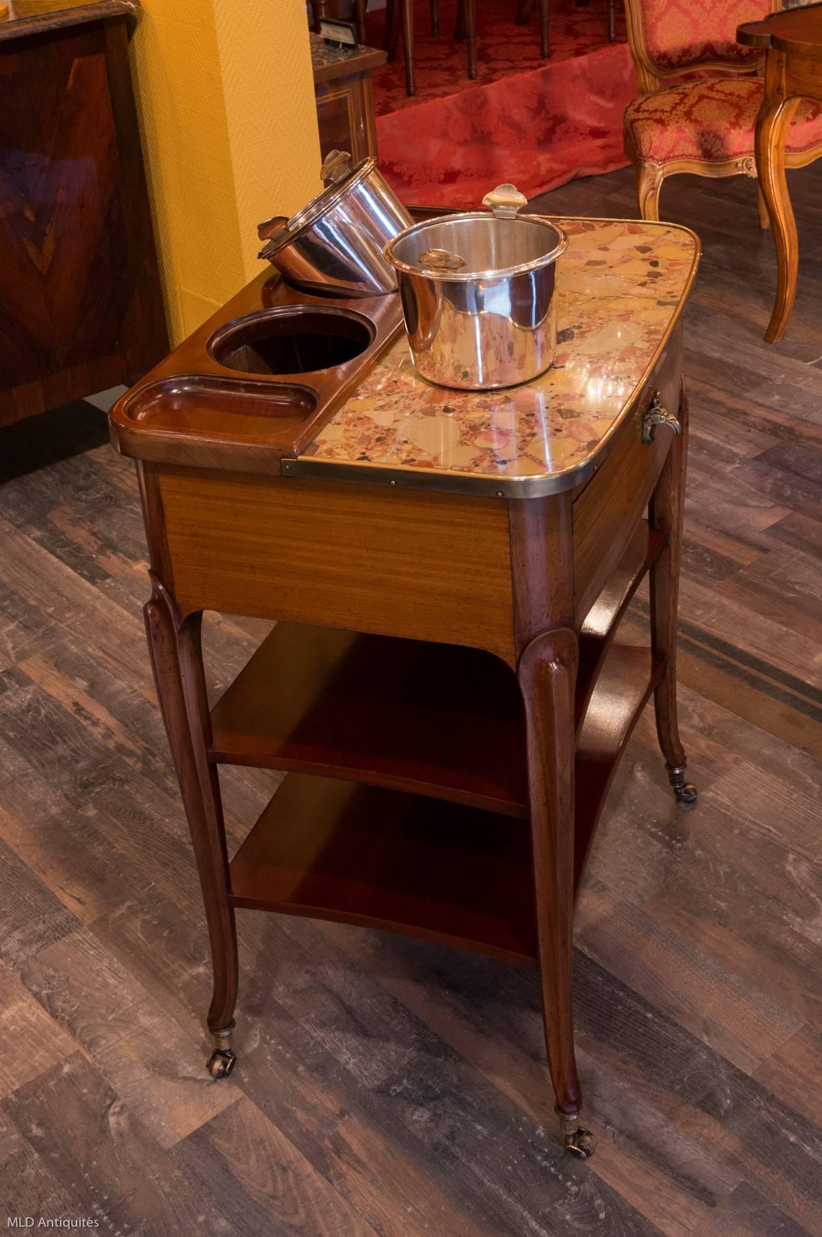 Silver Plate French Late 19th Century Mahogany Wine or Champagne Table Cooler, circa 1890