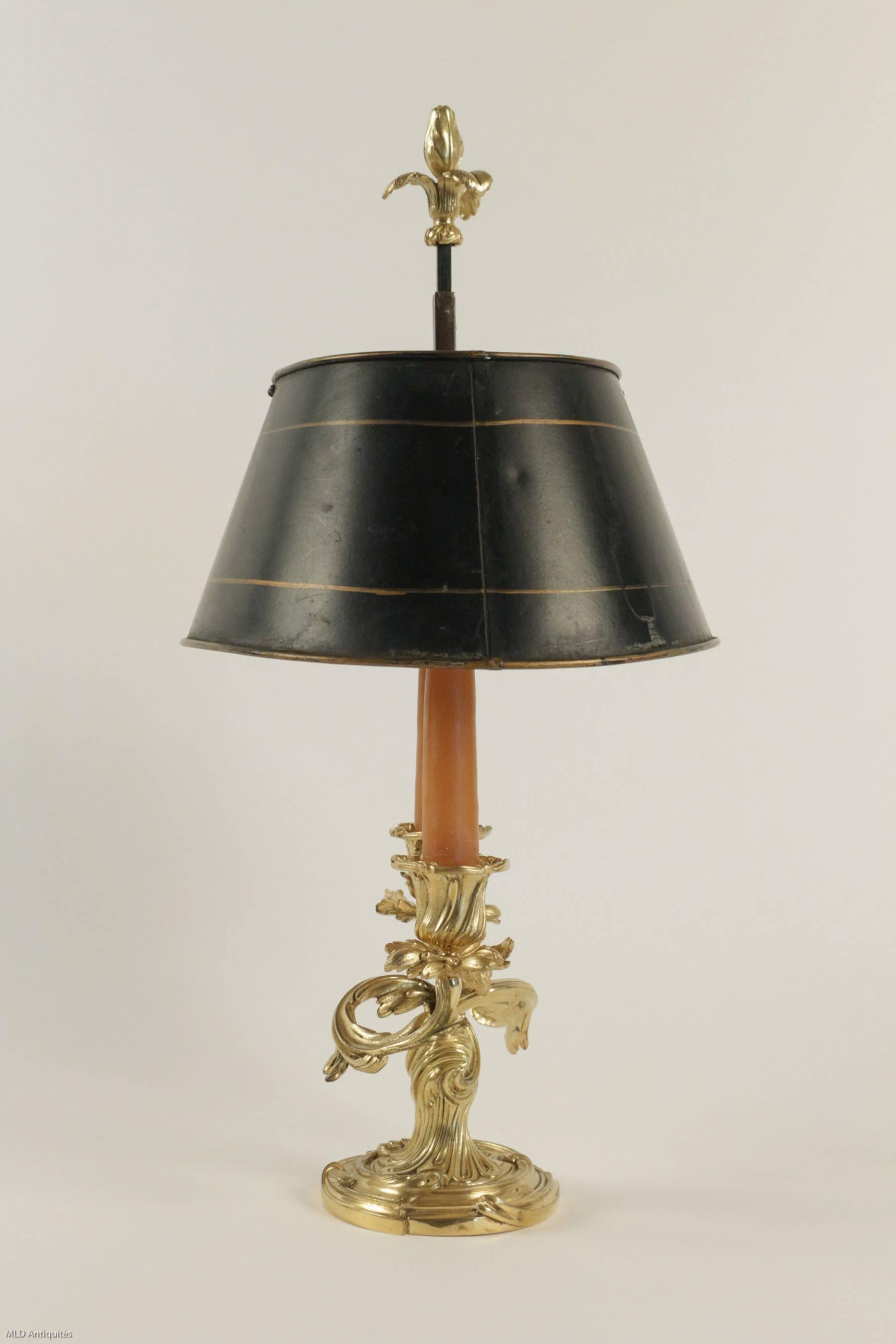 Louis XV French Napoléon III Period Ormolu 'Bouillote' Lamp Sign by Henri Houdebine