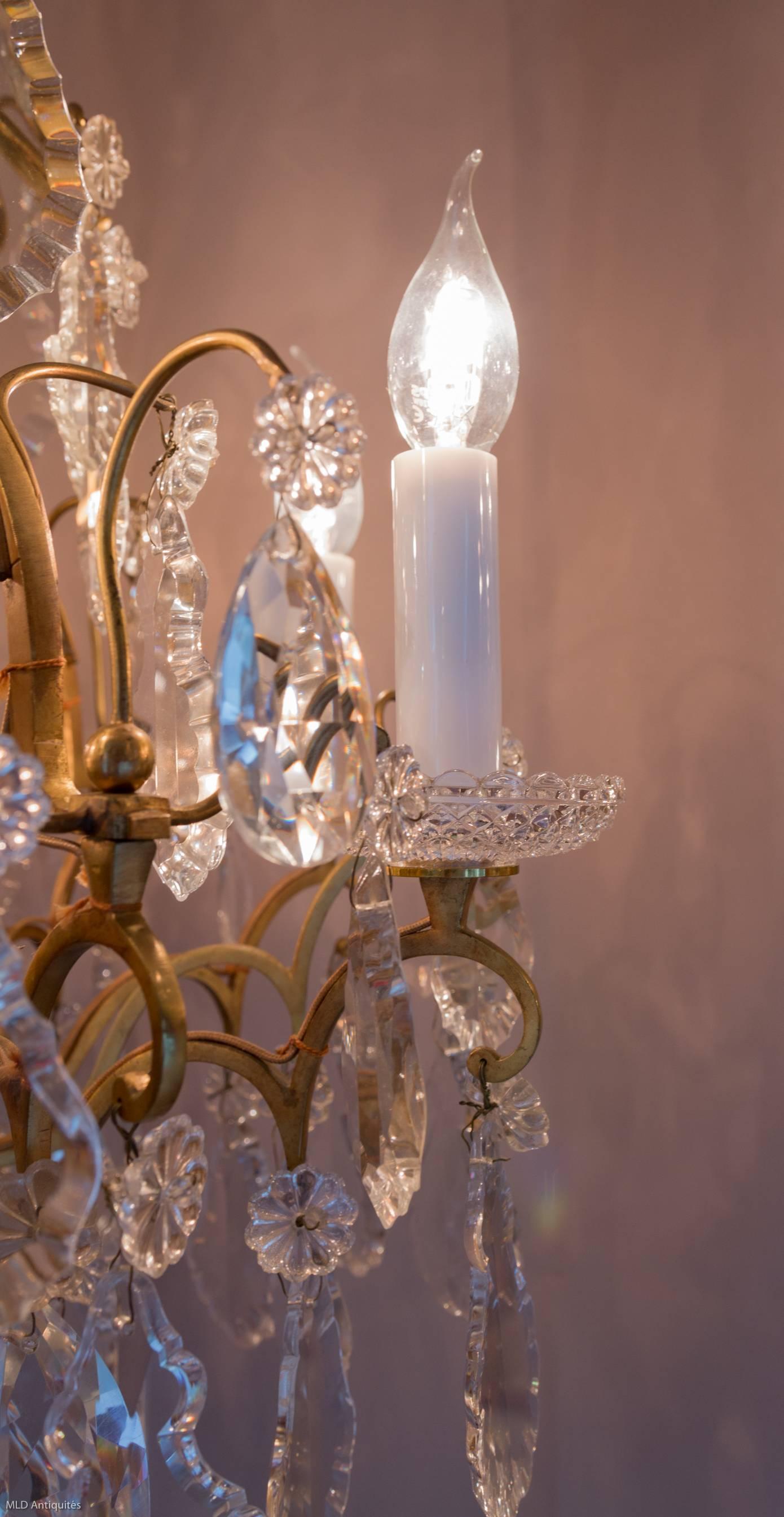 Small French Louis XV Style Gilt Bronze and Crystal Chandelier, circa 1900 3