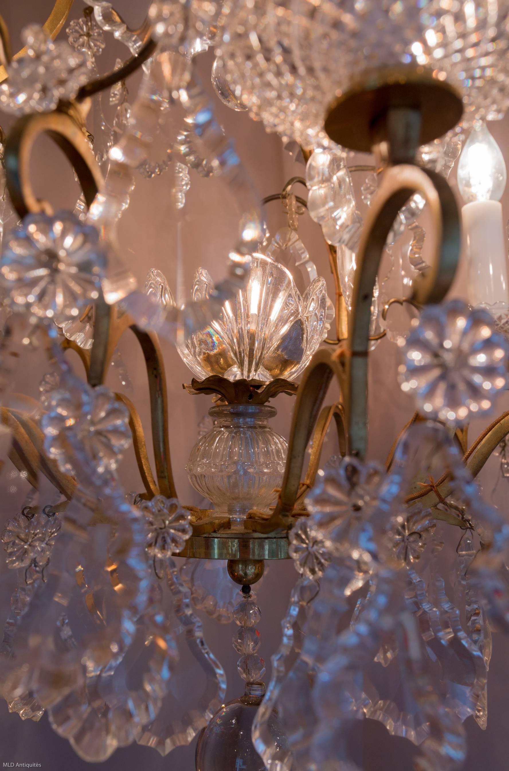Small French Louis XV Style Gilt Bronze and Crystal Chandelier, circa 1900 4