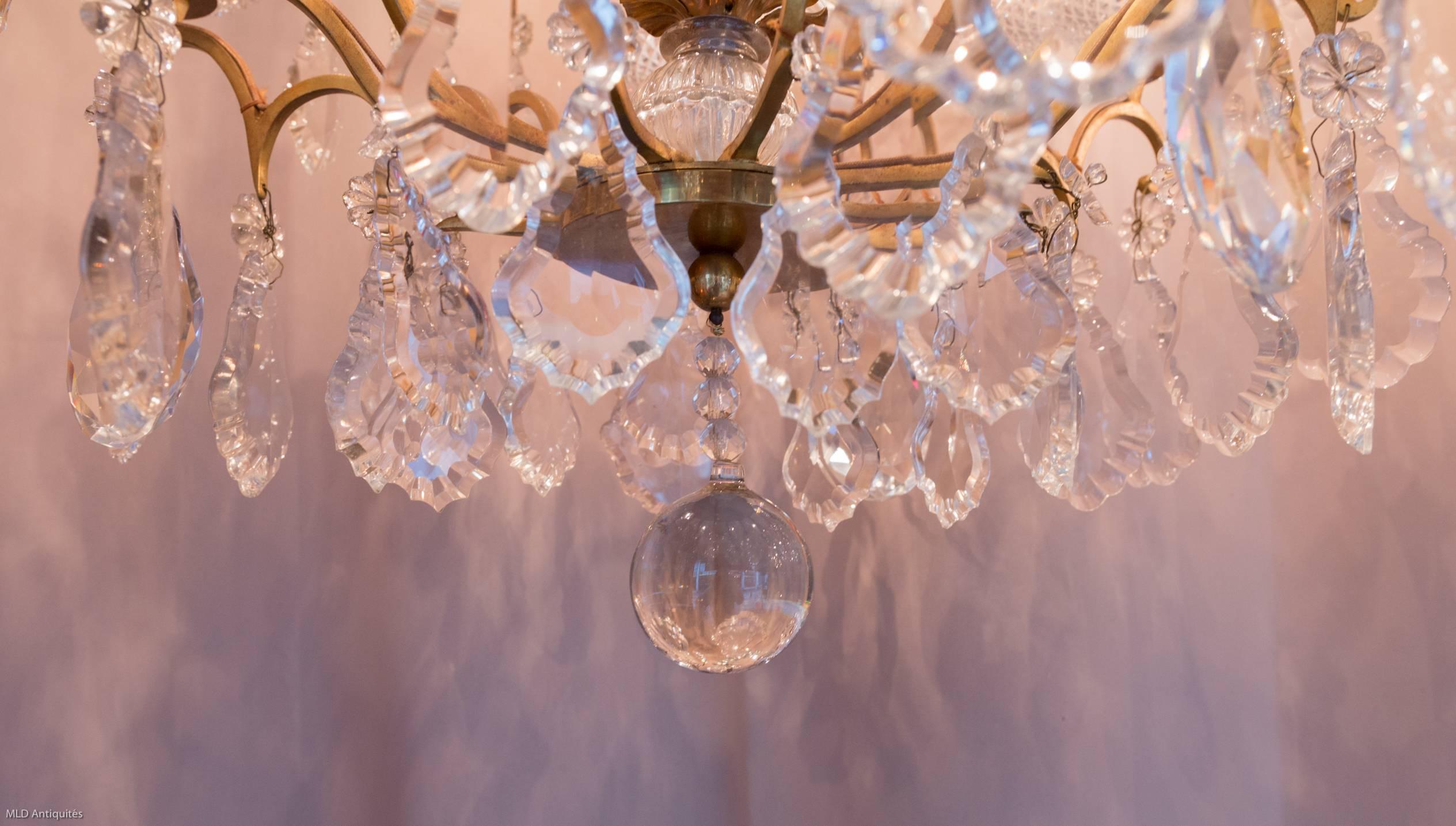 Small French Louis XV Style Gilt Bronze and Crystal Chandelier, circa 1900 5