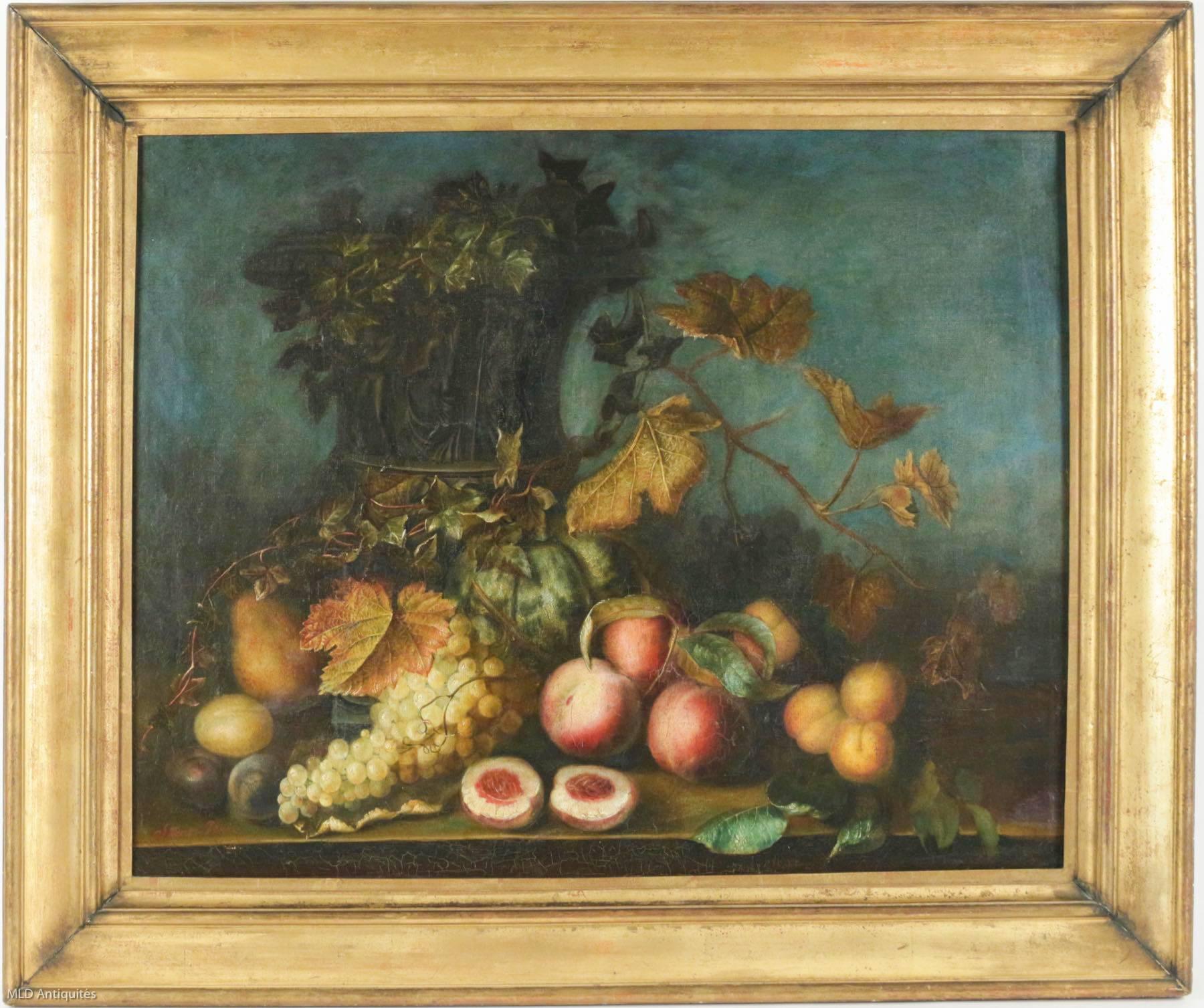 Beautiful and very ornamental oil on canvas, depicting a 