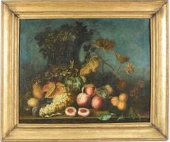 A Simon Saint Jean Huile sur toile Nature morte aux fruits, vers 1830-1840