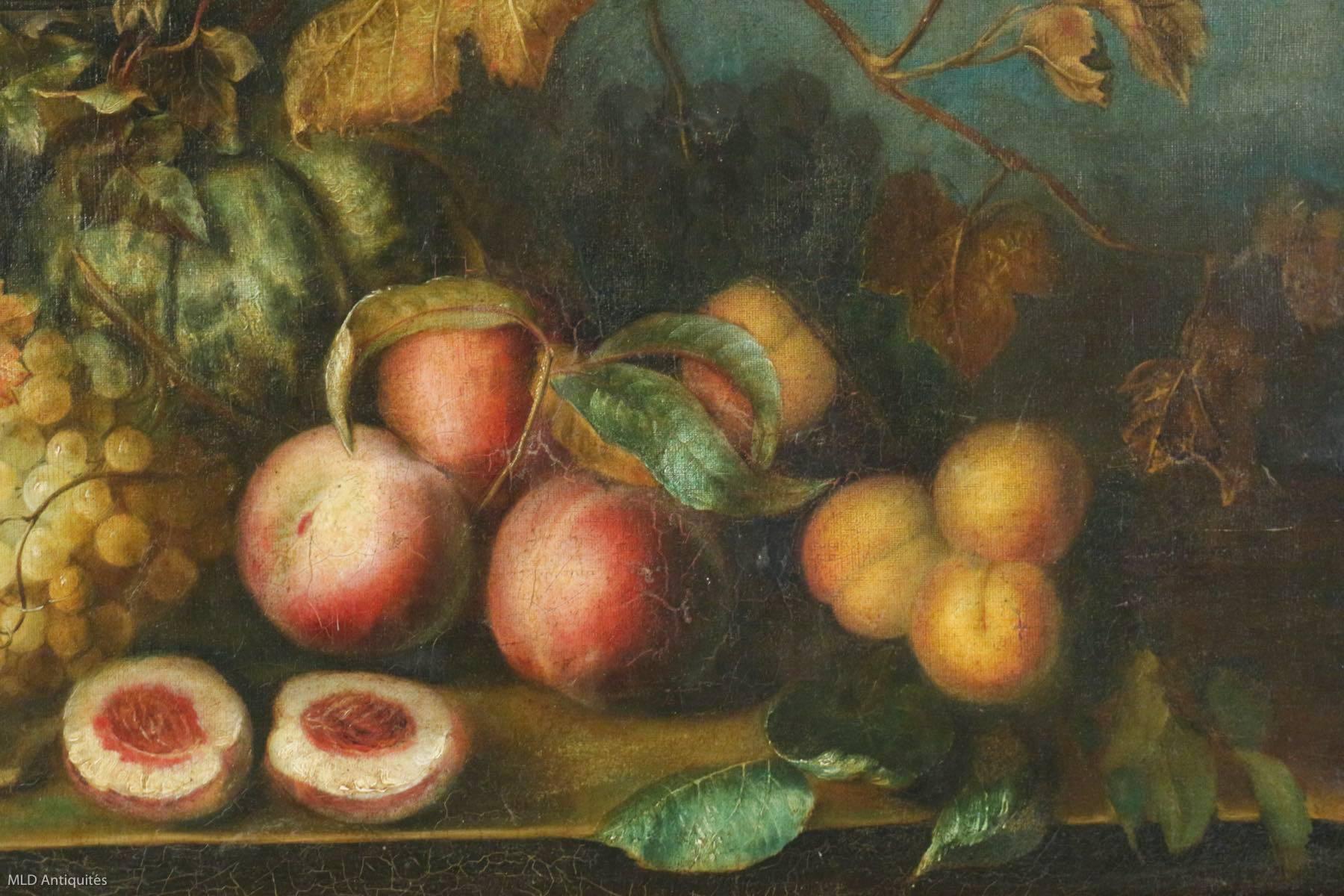 19th Century Simon Saint Jean Oil on Canvas Still Life with Fruits, circa 1830-1840
