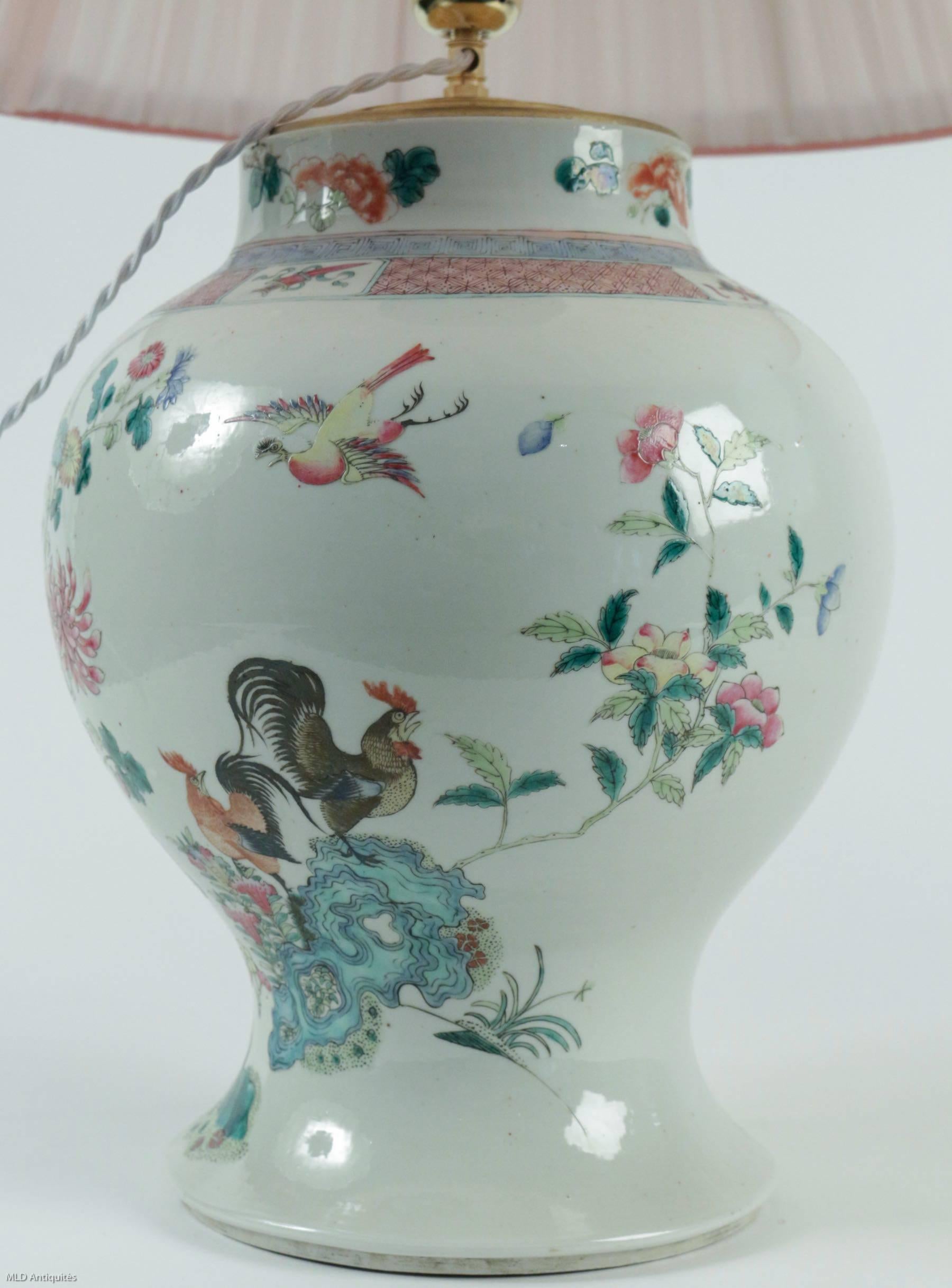 Porcelain Late 19th Century Chinese Covered Jar Lamp, circa 1880