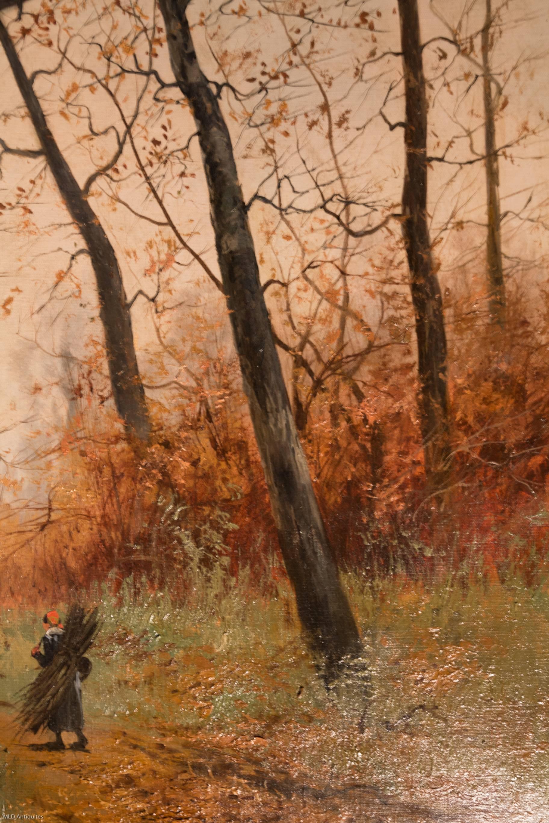 Barbizon School Autumn Fontainebleau Landscape Signed by Leon Richet, circa 1880 3