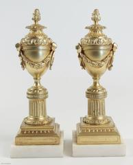 French Mid-19th Century Ormolu Pair of Cassolettes Louis XVI Style, circa 1860