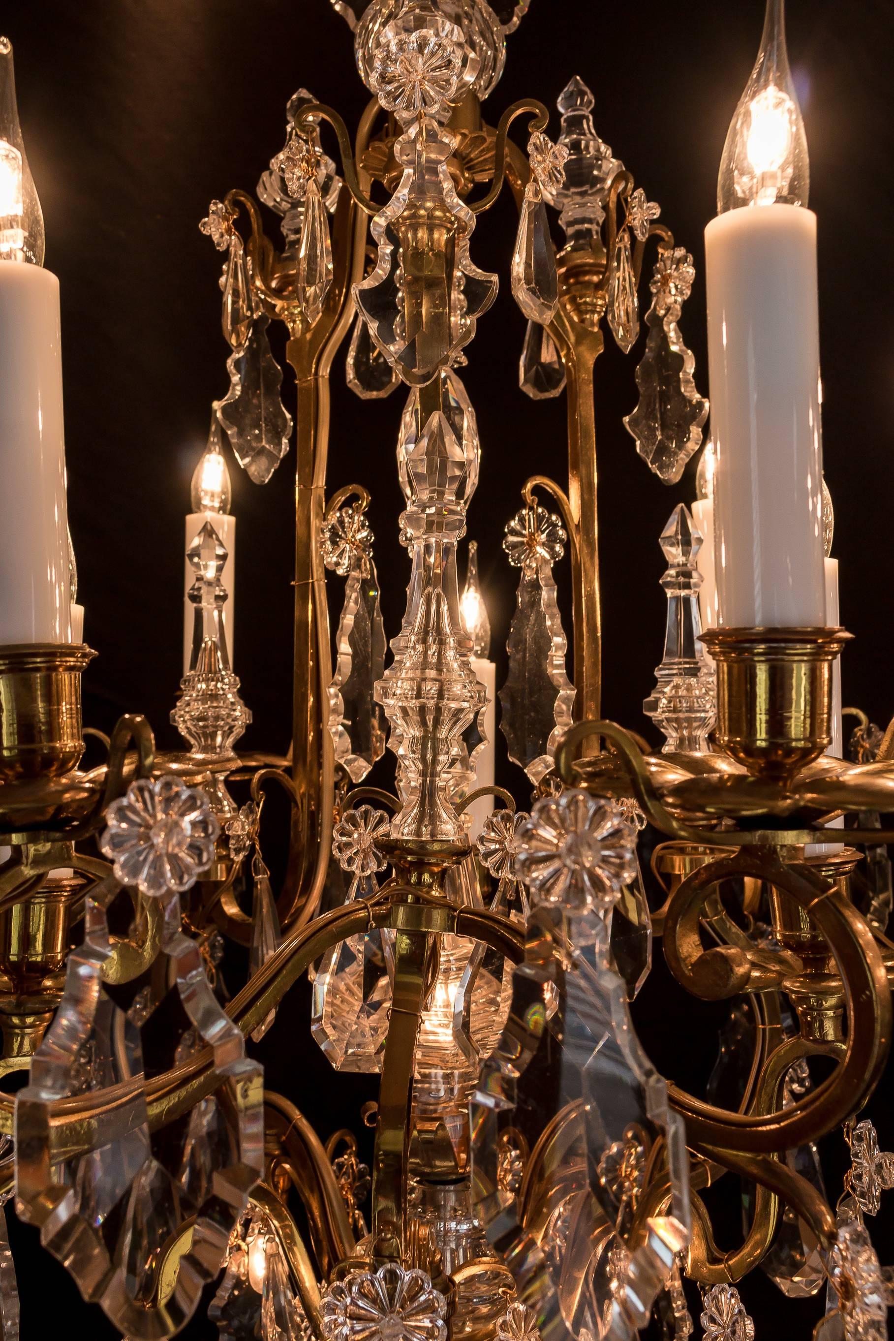 French Late 19th Century Ormolu & Crystal Chandelier by Cristalleries de Baccarat, 1880