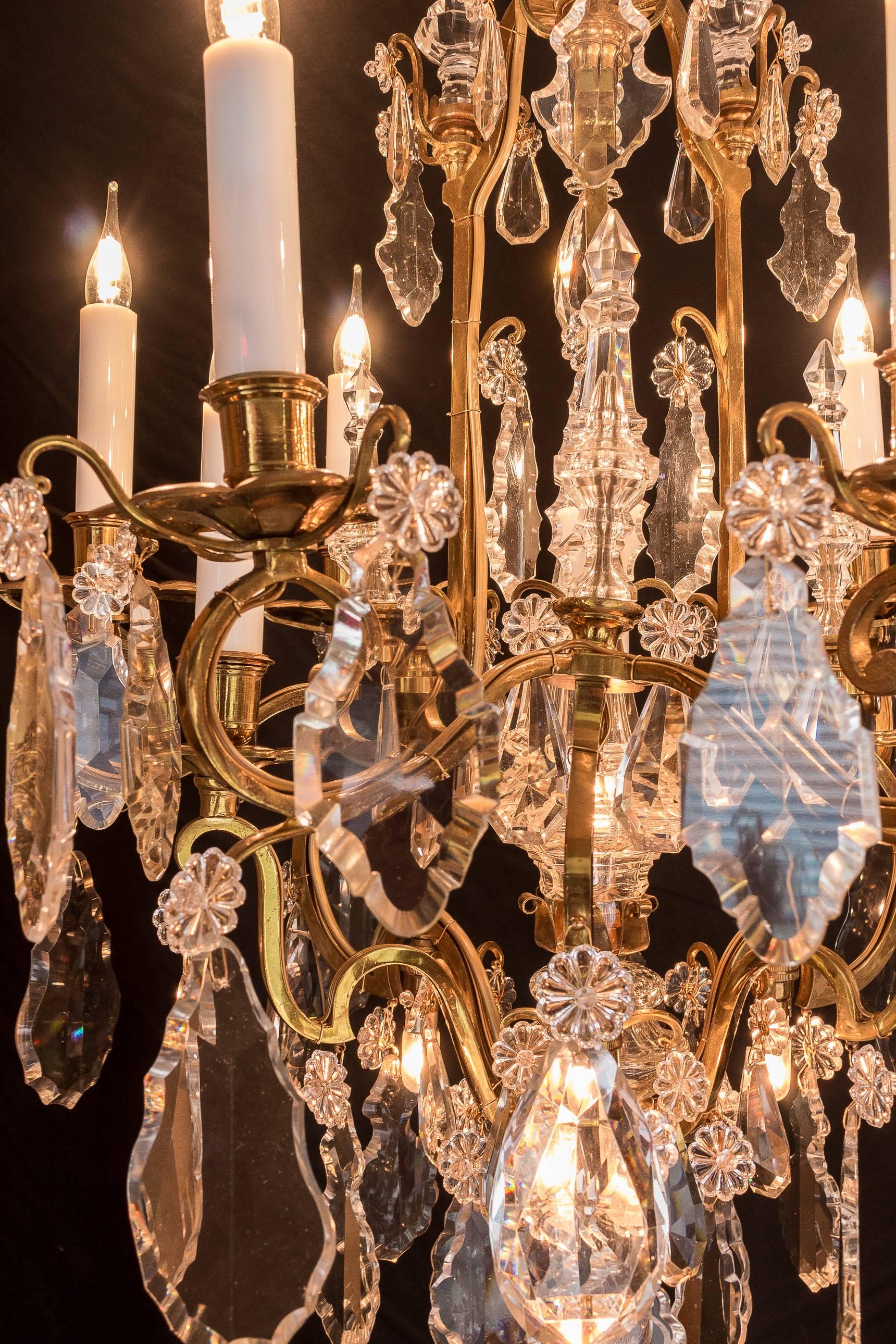 Hand-Carved Late 19th Century Ormolu & Crystal Chandelier by Cristalleries de Baccarat, 1880