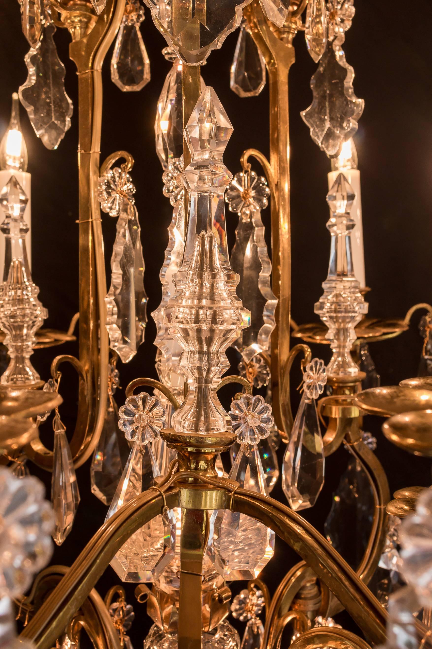 Late 19th Century Ormolu & Crystal Chandelier by Cristalleries de Baccarat, 1880 In Excellent Condition In Saint Ouen, FR