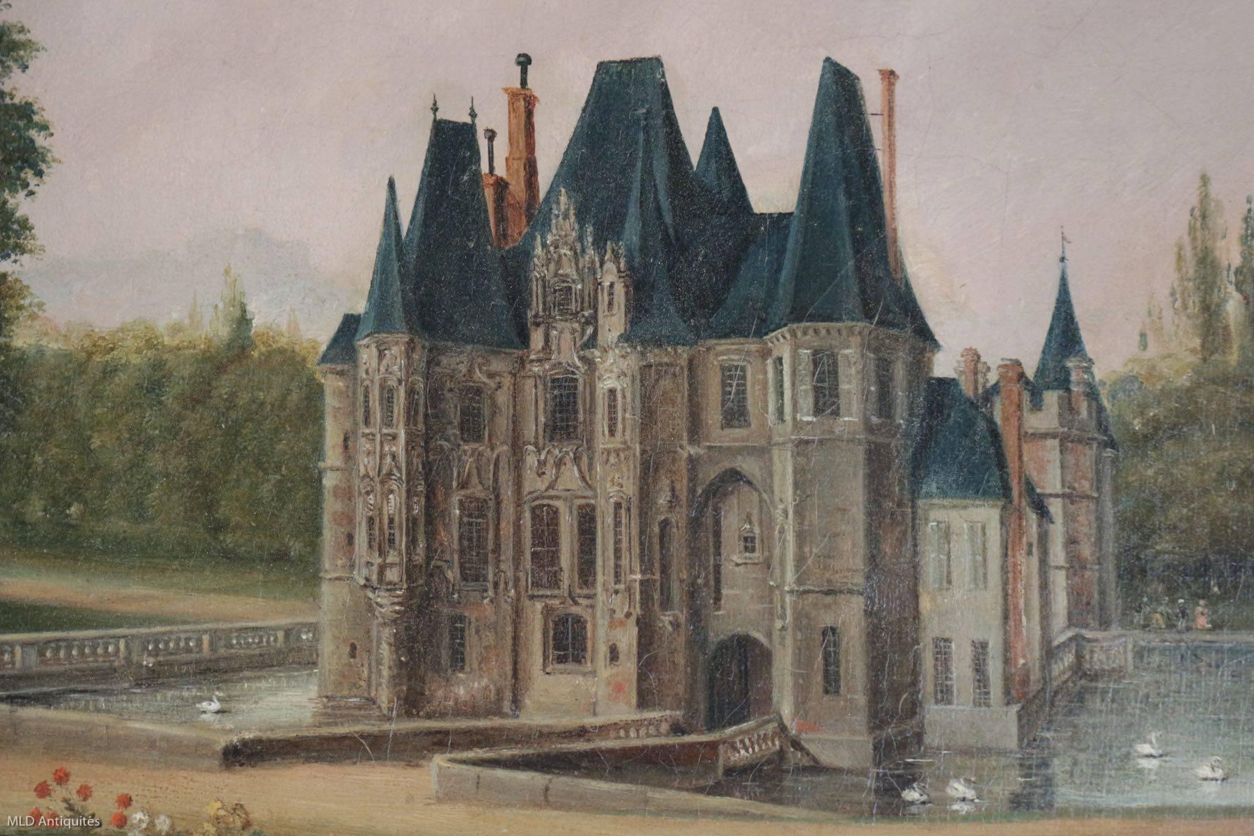 19th Century French Pair of Oil on Canvas 'Castel of Ô' Romantic Period, circa 1839-1840