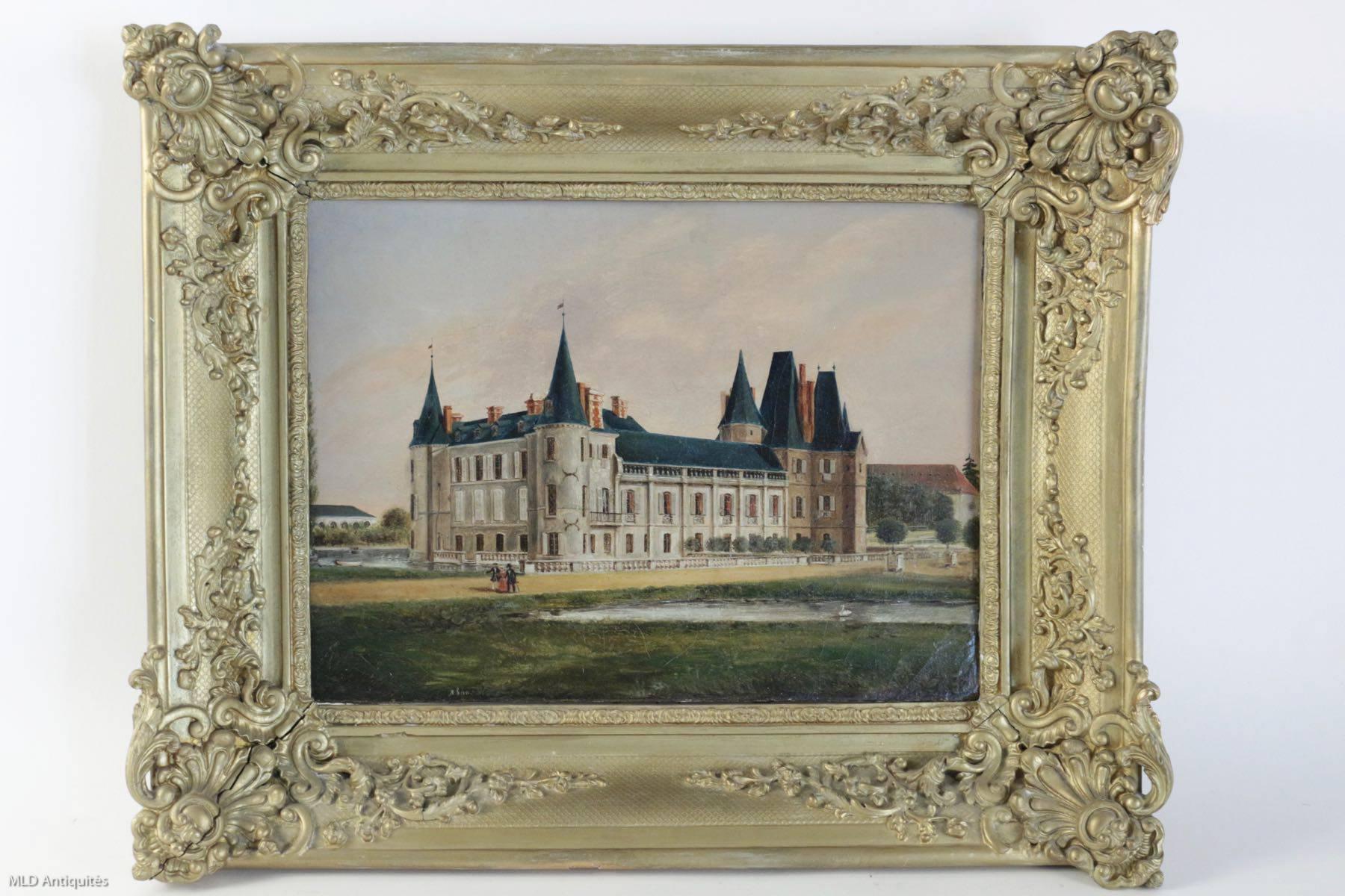 French Pair of Oil on Canvas 'Castel of Ô' Romantic Period, circa 1839-1840 3