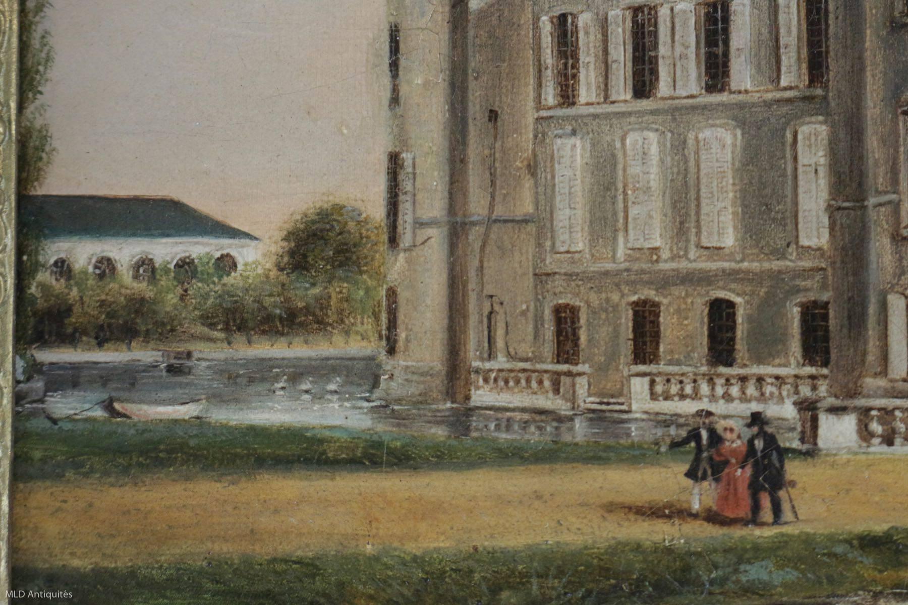 French Pair of Oil on Canvas 'Castel of Ô' Romantic Period, circa 1839-1840 5
