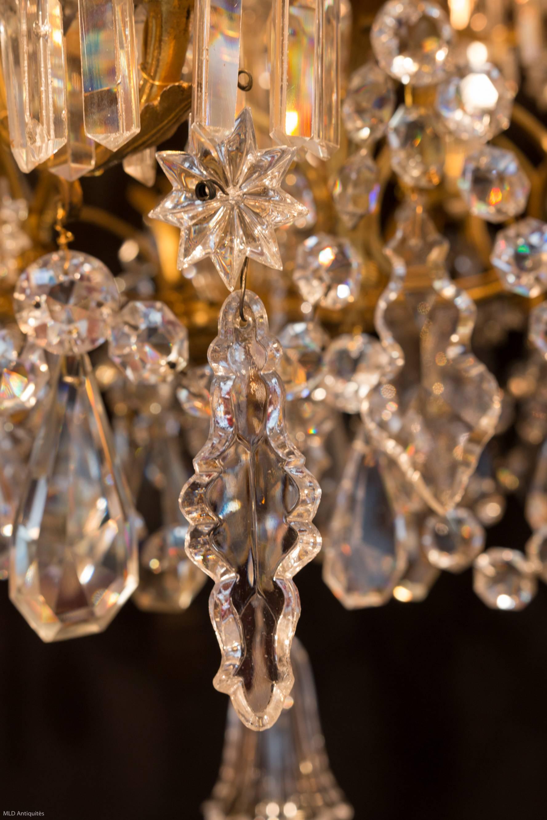 Late 19th Century Ormolu and Crystal Chandelier Sign by Cristalleries Baccarat In Excellent Condition In Saint Ouen, FR