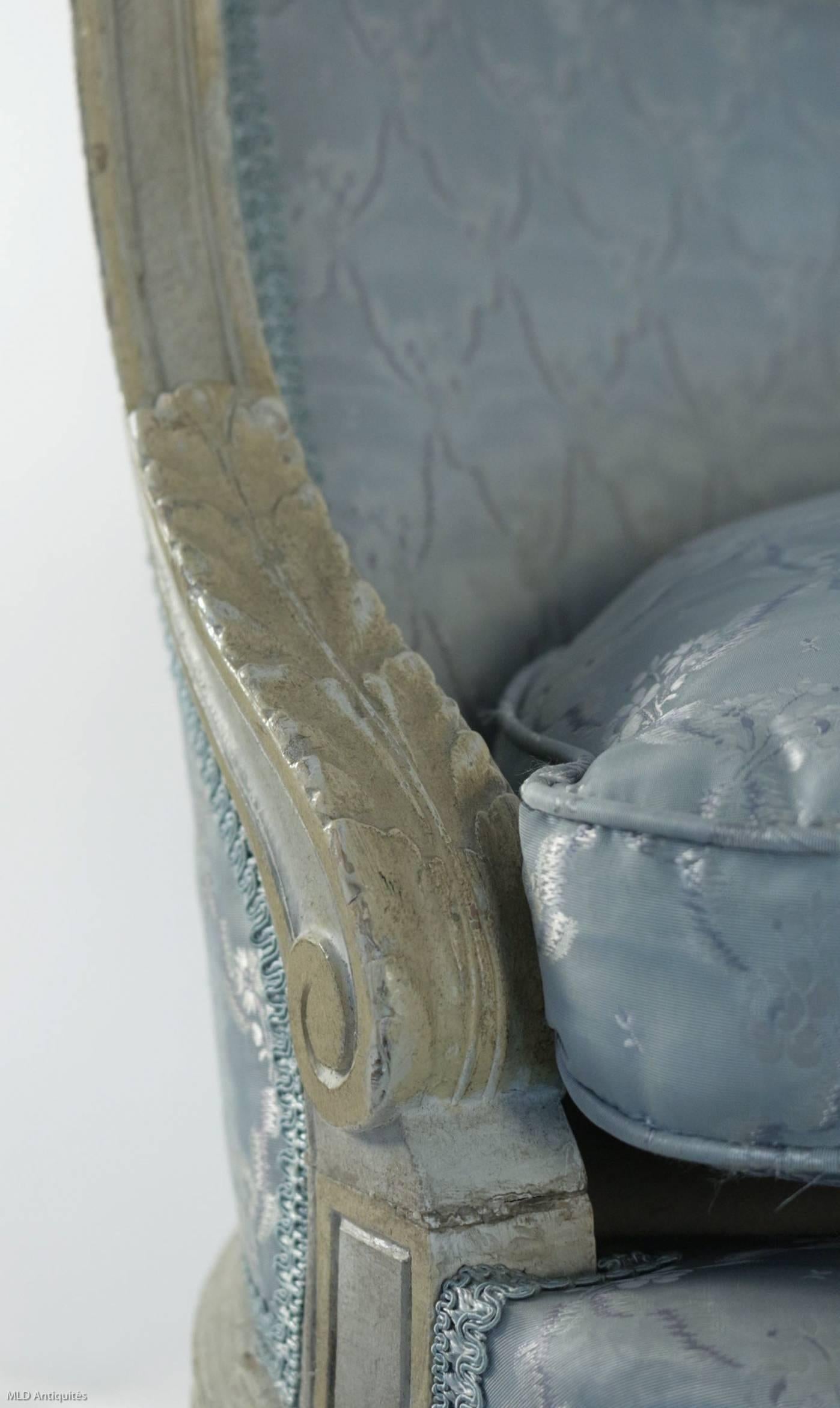 French Louis XVI Style Kissing Armchair, circa 1920 In Excellent Condition In Saint Ouen, FR