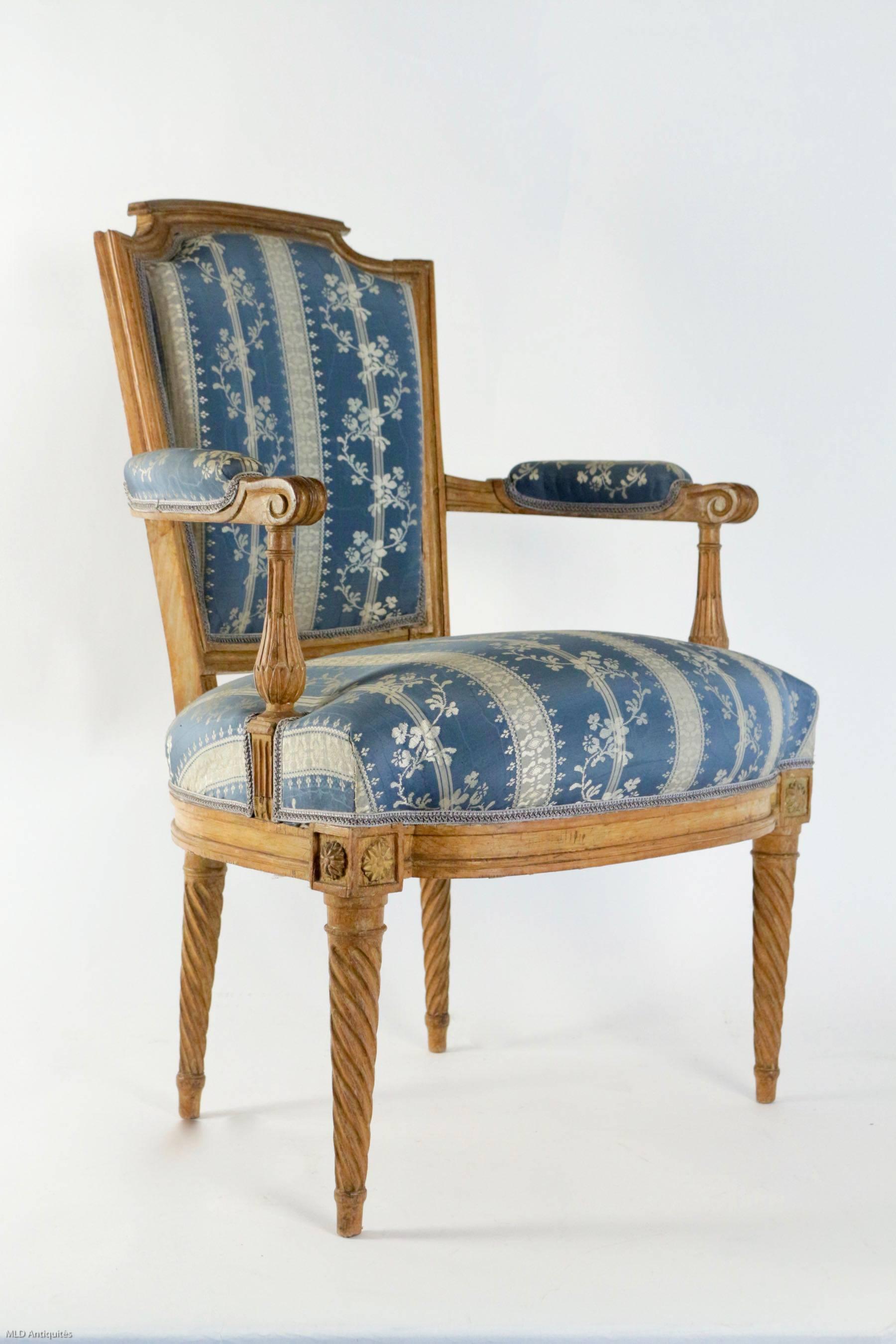 Hand-Carved French Directoire Period Set of Four Armchairs Attributed to Georges Jacob