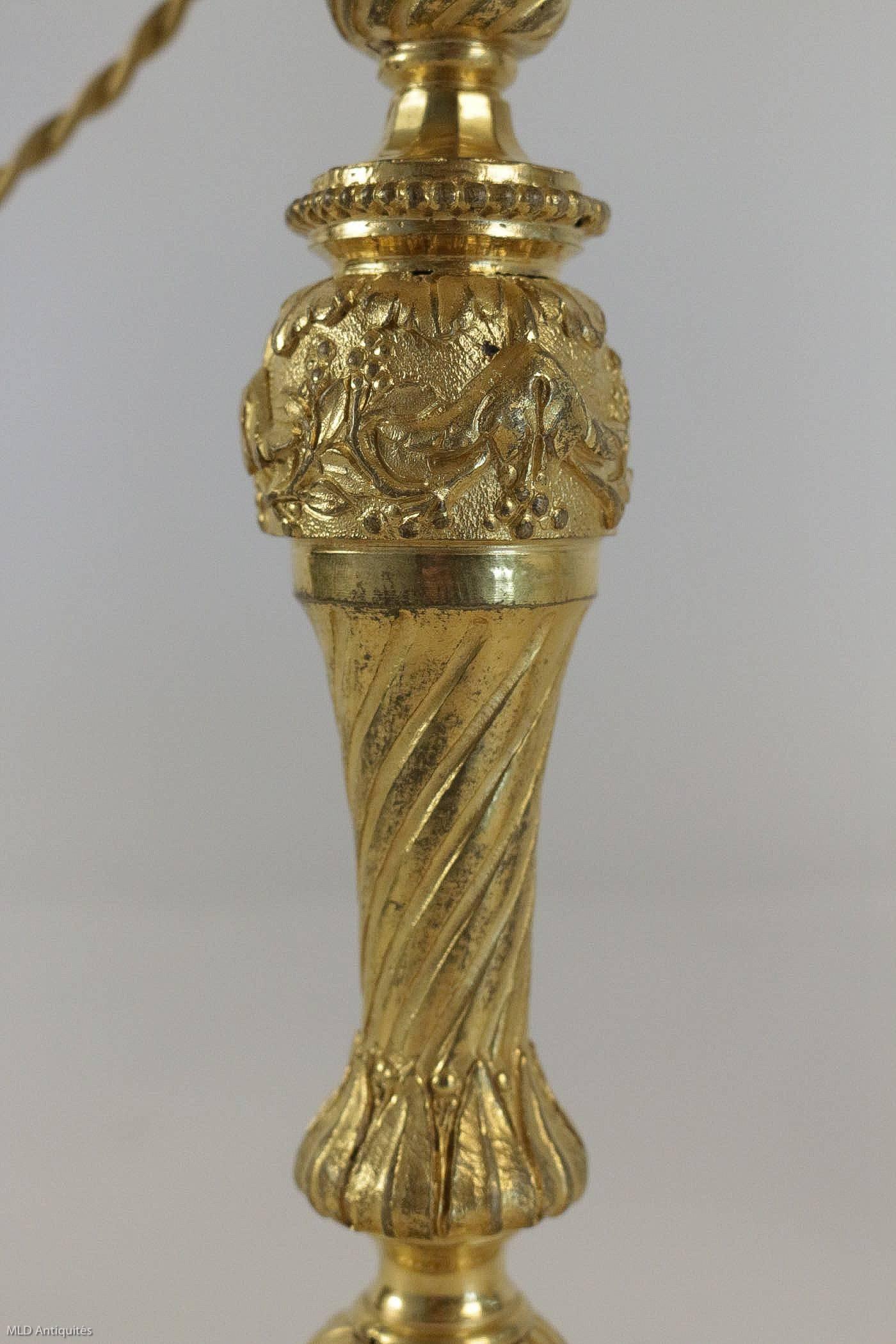 Pair of French Louis XVI Period Mercure Gilt-Bronze Candlestick Lamps circa 1780 2