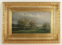 Landscape Apple Trees, Oil on Panel Signed by Frederik Church, circa 1880