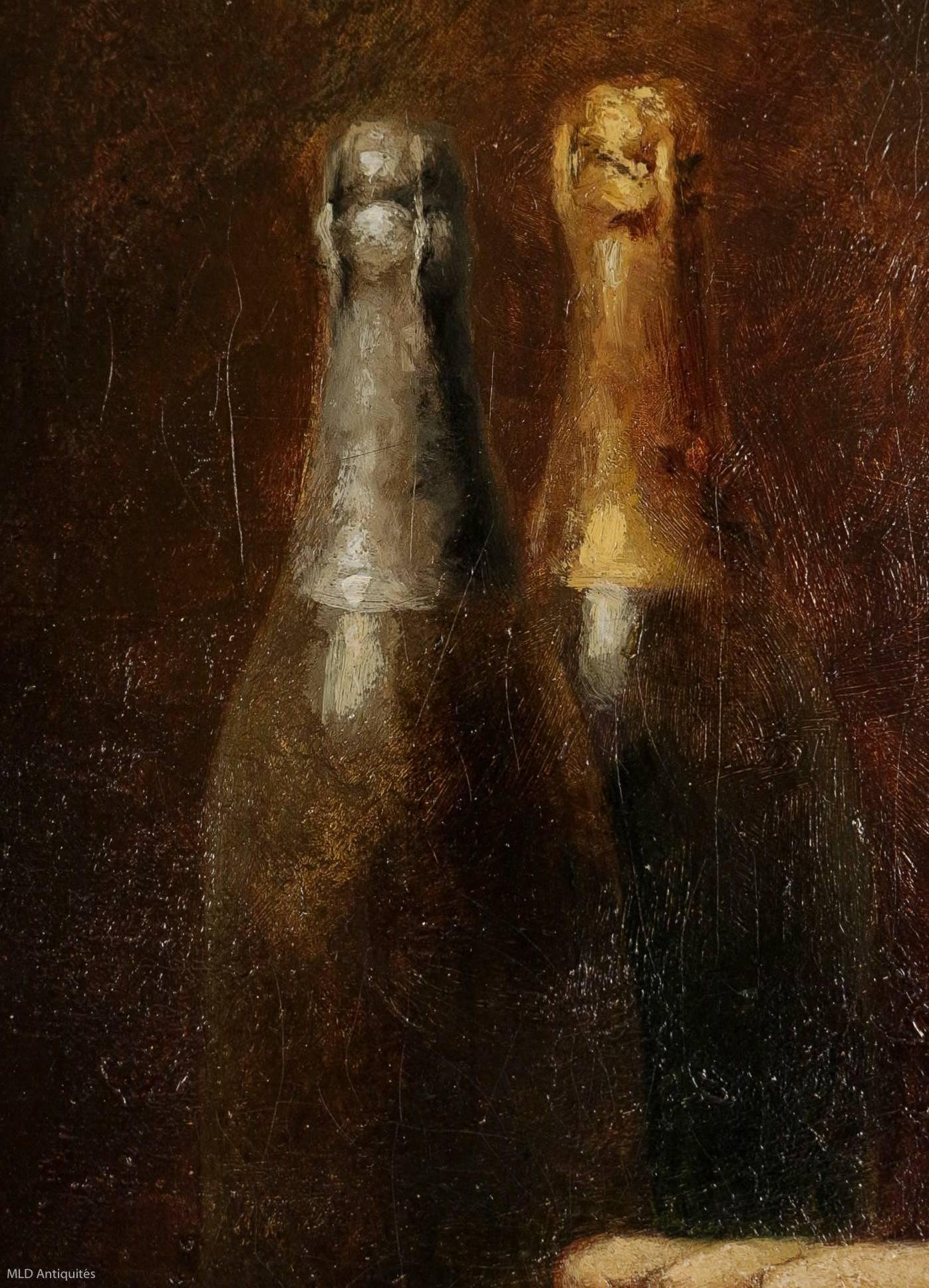 Painted Sign by Charles Boyer, Oil on Canvas, the Champagne Delights, circa 1880-1890