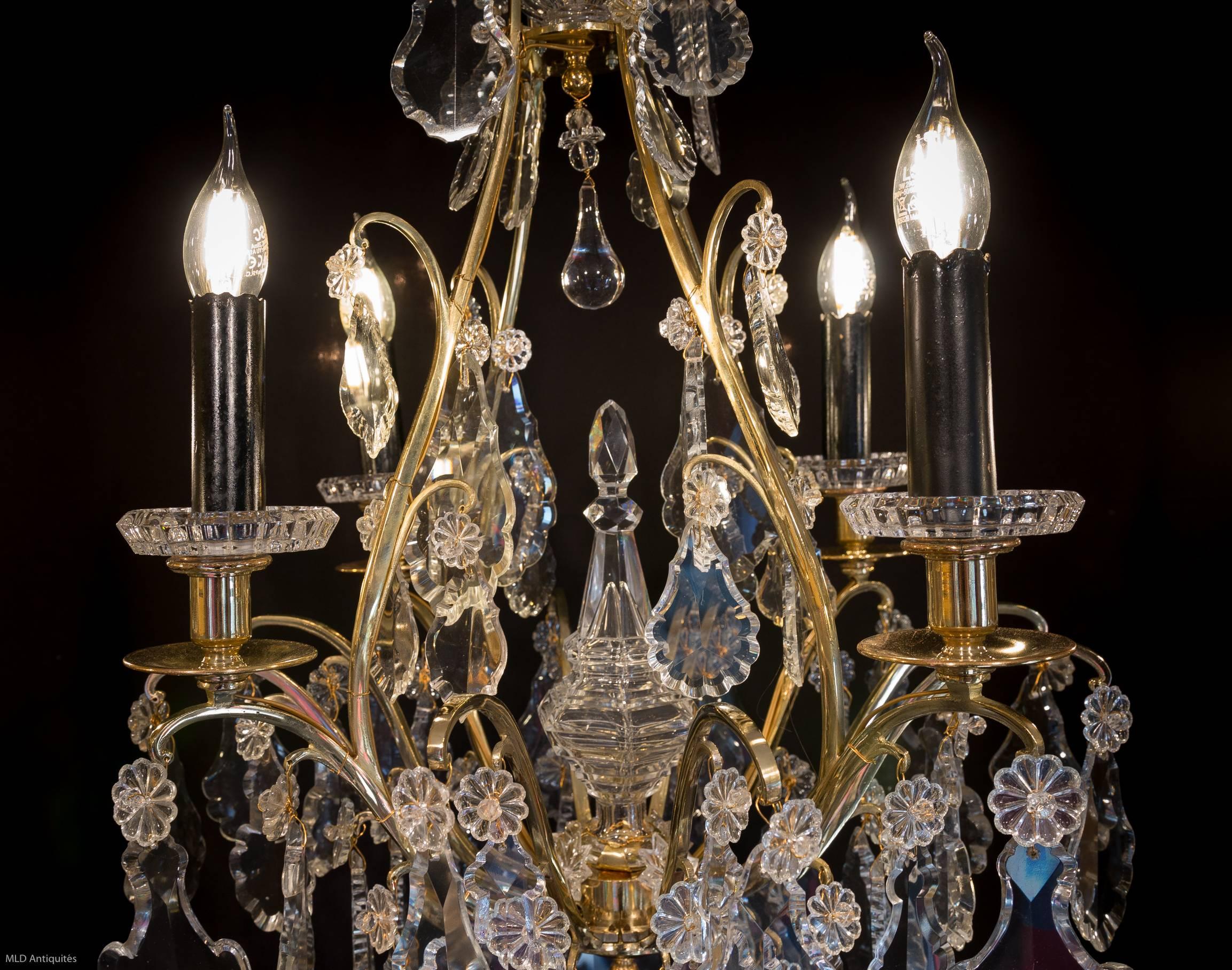 Sign by Baccarat Late 19th Century Bronze & Crystal Small Chandelier, circa 1890 3