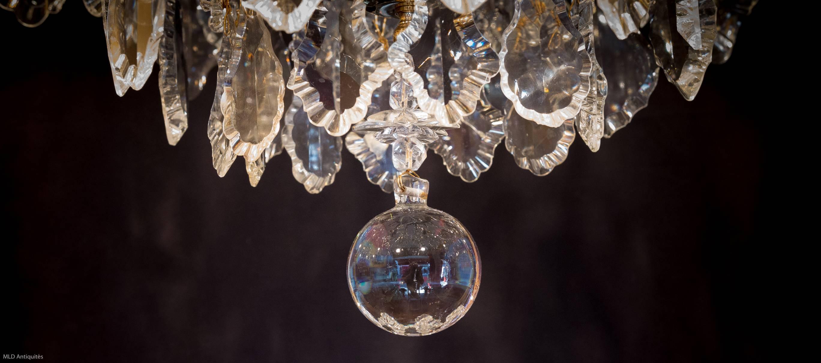 Sign by Baccarat Late 19th Century Bronze & Crystal Small Chandelier, circa 1890 4