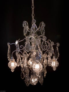 Cristalleries de Baccarat Silver Plate and Crystal Small Chandelier, circa 1900