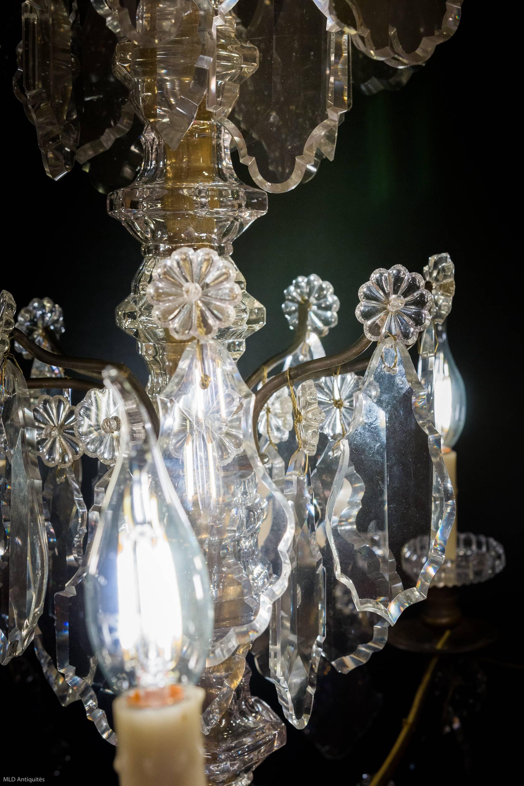 French Mid-19th Century Ormolu and Crystal Chandelier by Cristalleries Baccarat, 1860