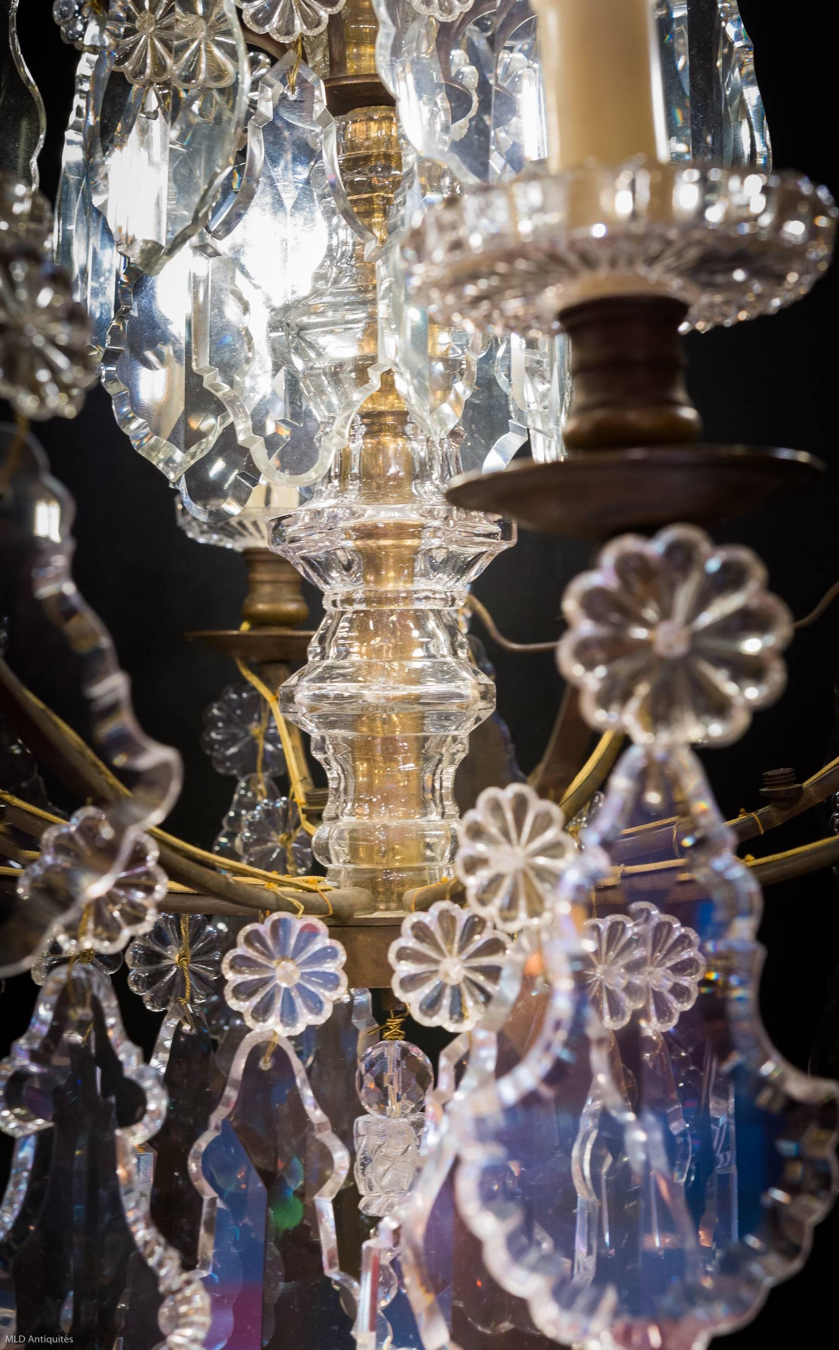 Bronze Mid-19th Century Ormolu and Crystal Chandelier by Cristalleries Baccarat, 1860
