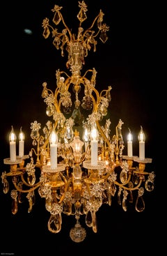Amazing Chandelier and Pair of Sconces by Cristalleries Baccarat, circa 1900