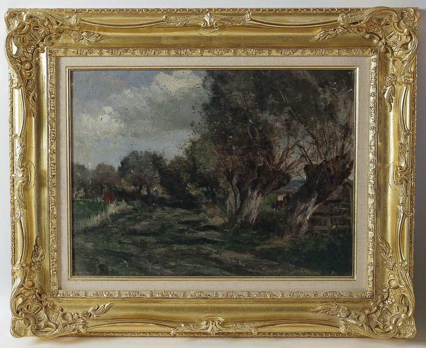 We are pleased to present you a lovely Barbizon school, oil on cardboard depicting a farmer in her field, in a beautiful and ornamental giltwood frame. 

Size unframed: W 17.71 in. - H 13.38 in.
Size with frame: W 23.22 in. - H 18.89 in.

Our